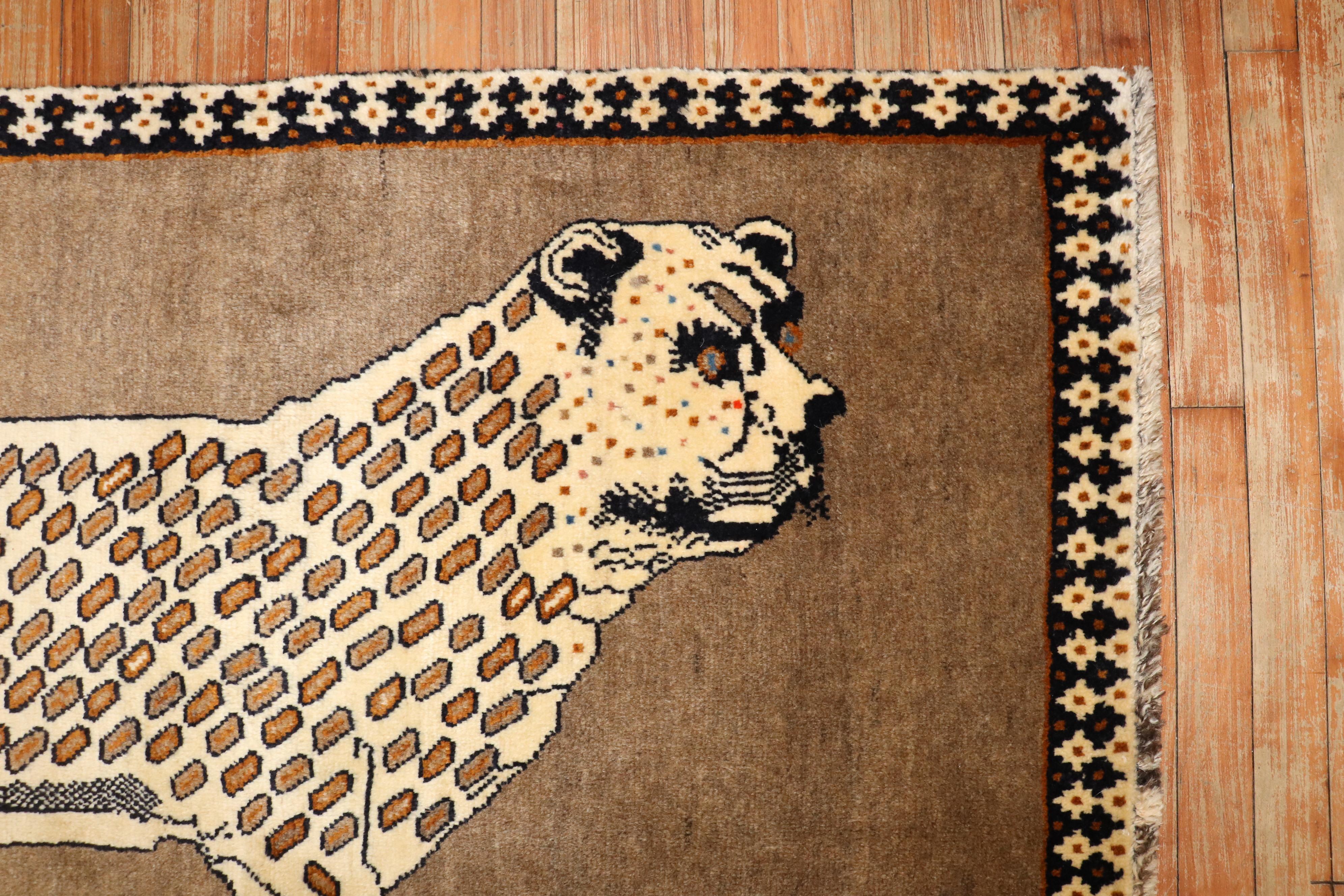 Zabihi Collection Vintage Inspired Cheetah Persian Rug For Sale 4