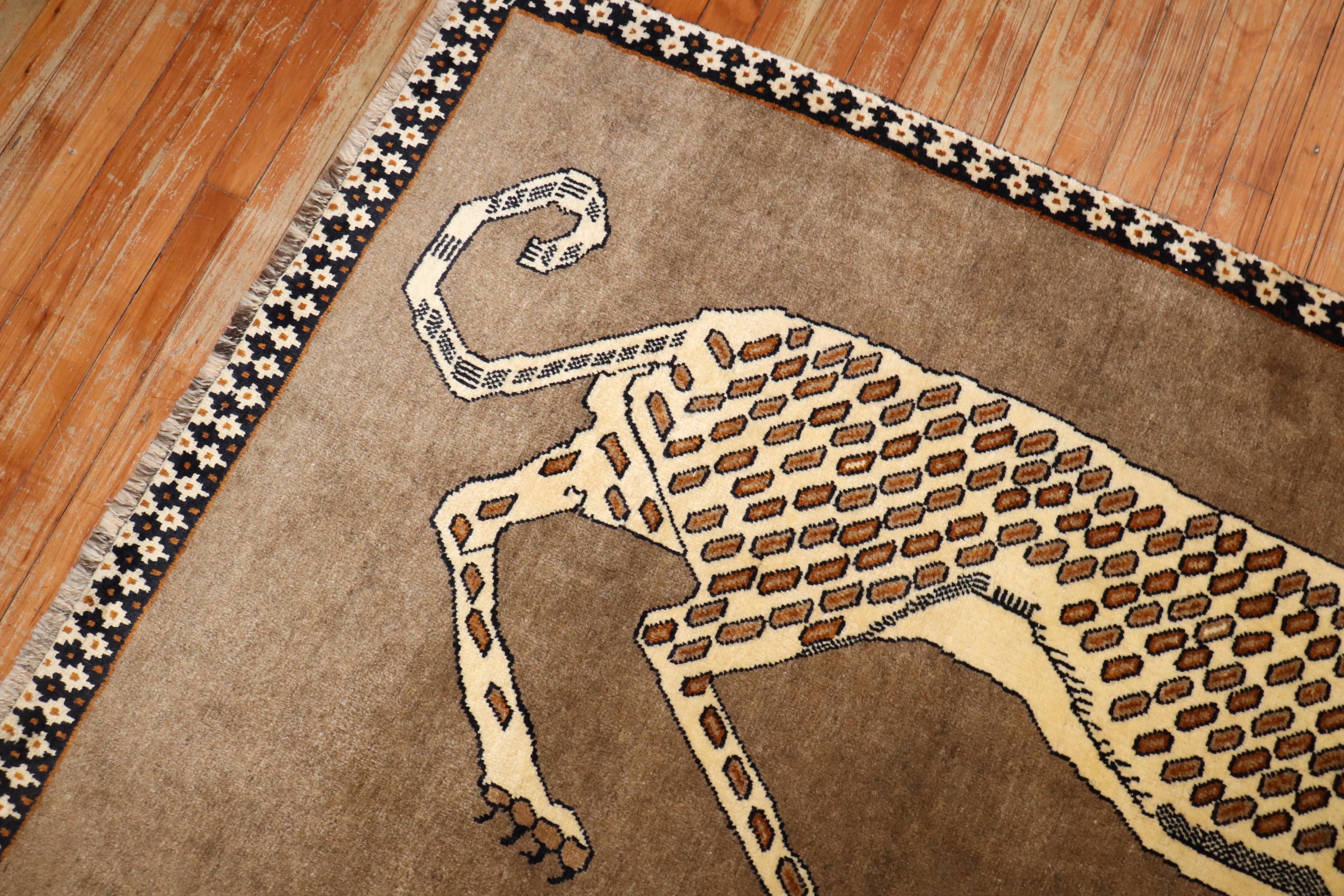 Zabihi Collection Vintage Inspired Cheetah Persian Rug For Sale 5