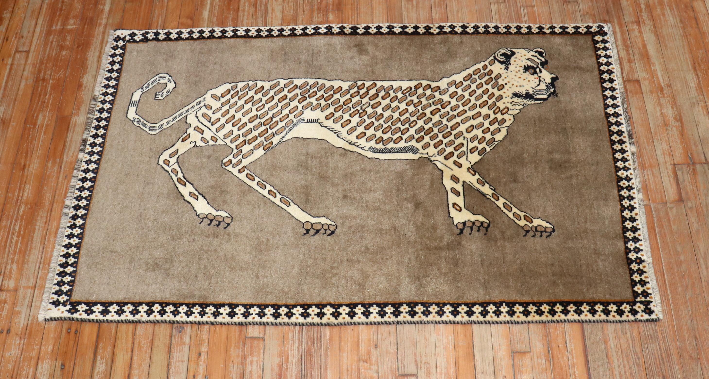 Zabihi Collection Vintage Inspired Cheetah Persian Rug For Sale 1