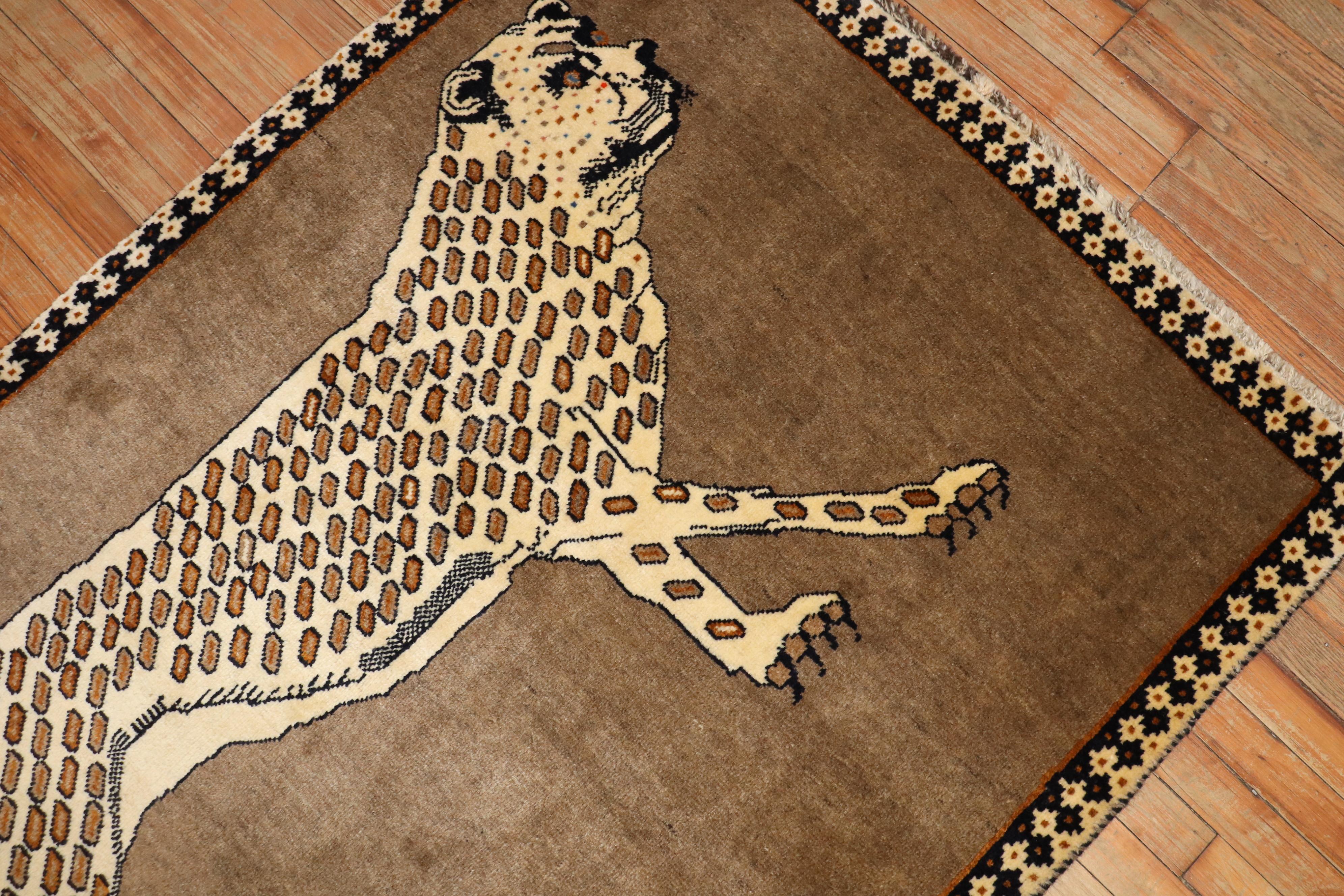 Zabihi Collection Vintage Inspired Cheetah Persian Rug For Sale 2