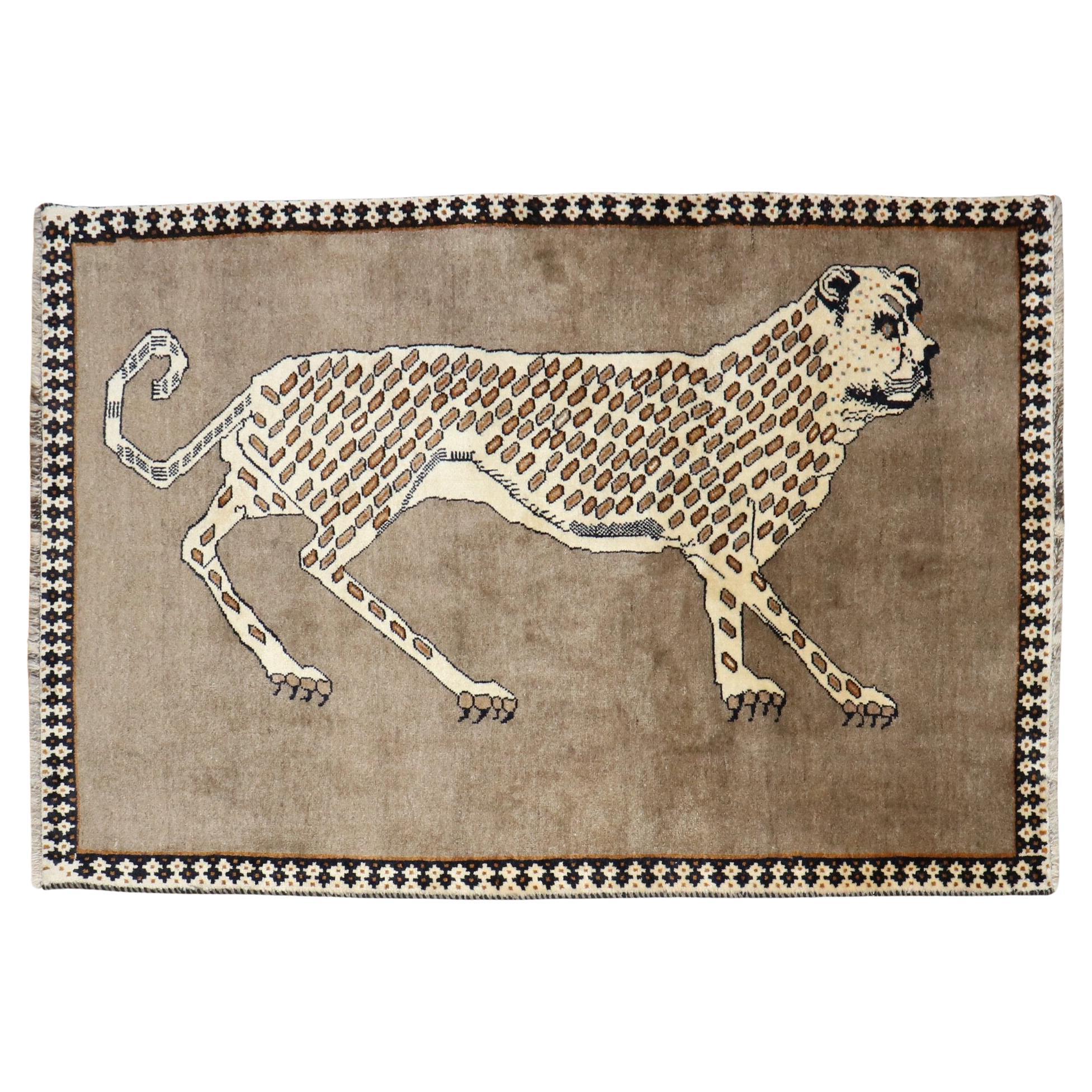 Zabihi Collection Vintage Inspired Cheetah Persian Rug For Sale