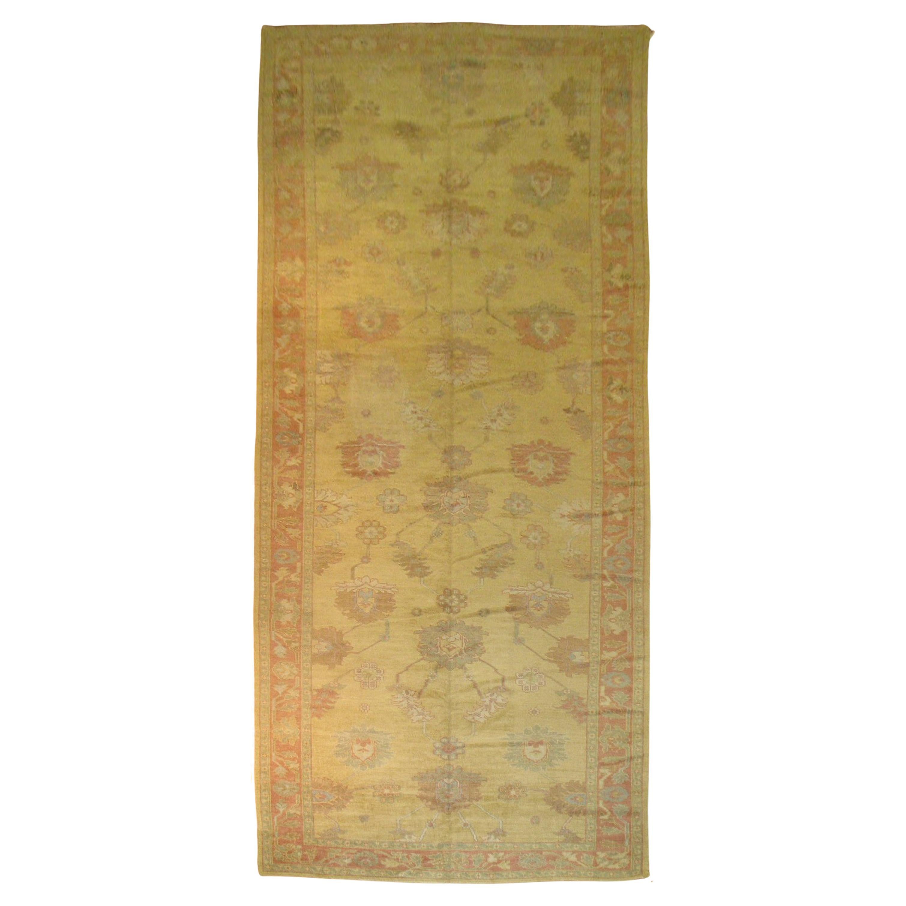 Zabihi Collection Vintage Inspired Corridor Size Turkish Oushak Rug