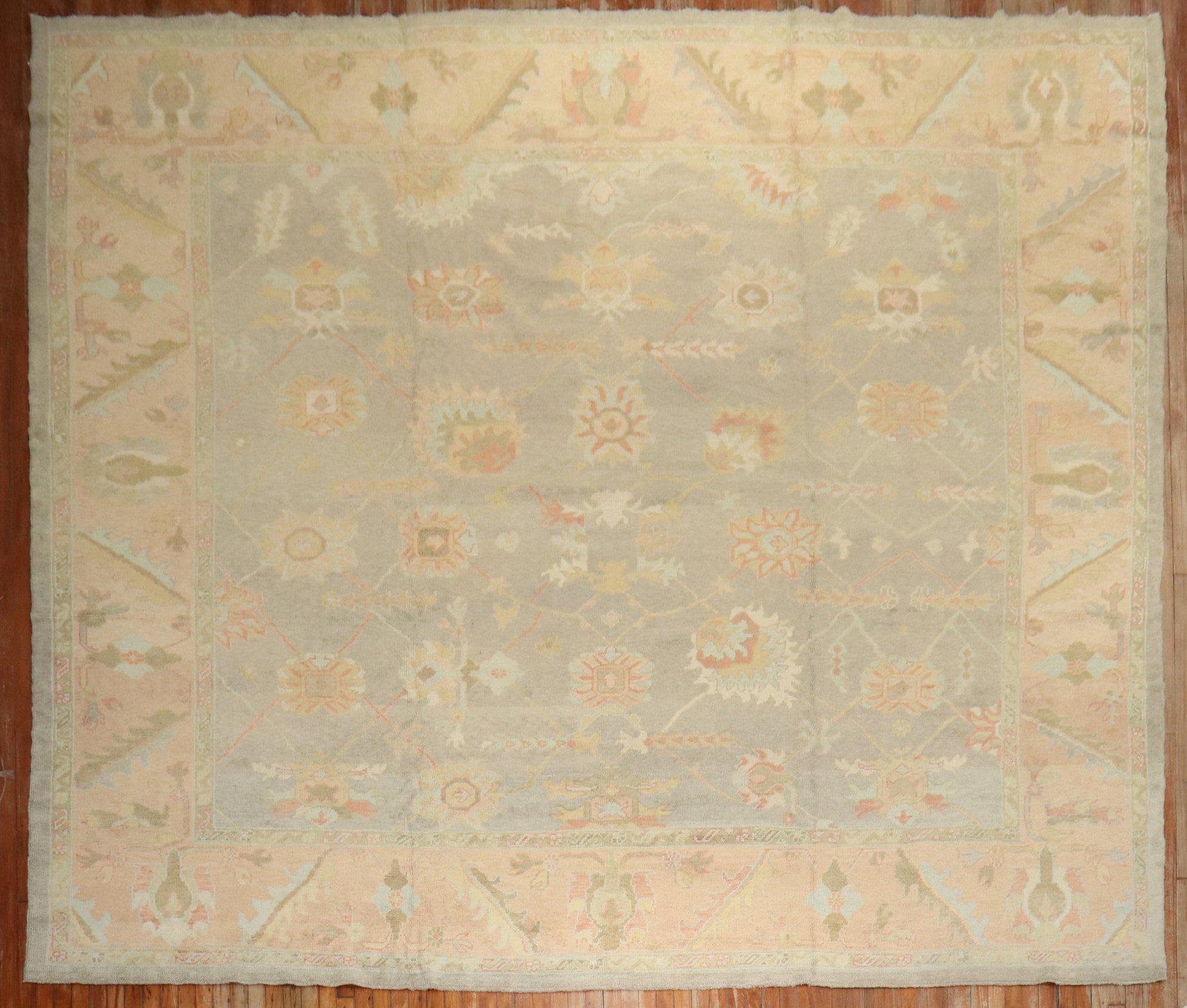 A 21st-century old wool Turkish oushak Larg square Room size rug 

Measures: 12'3'' x 12'10''.