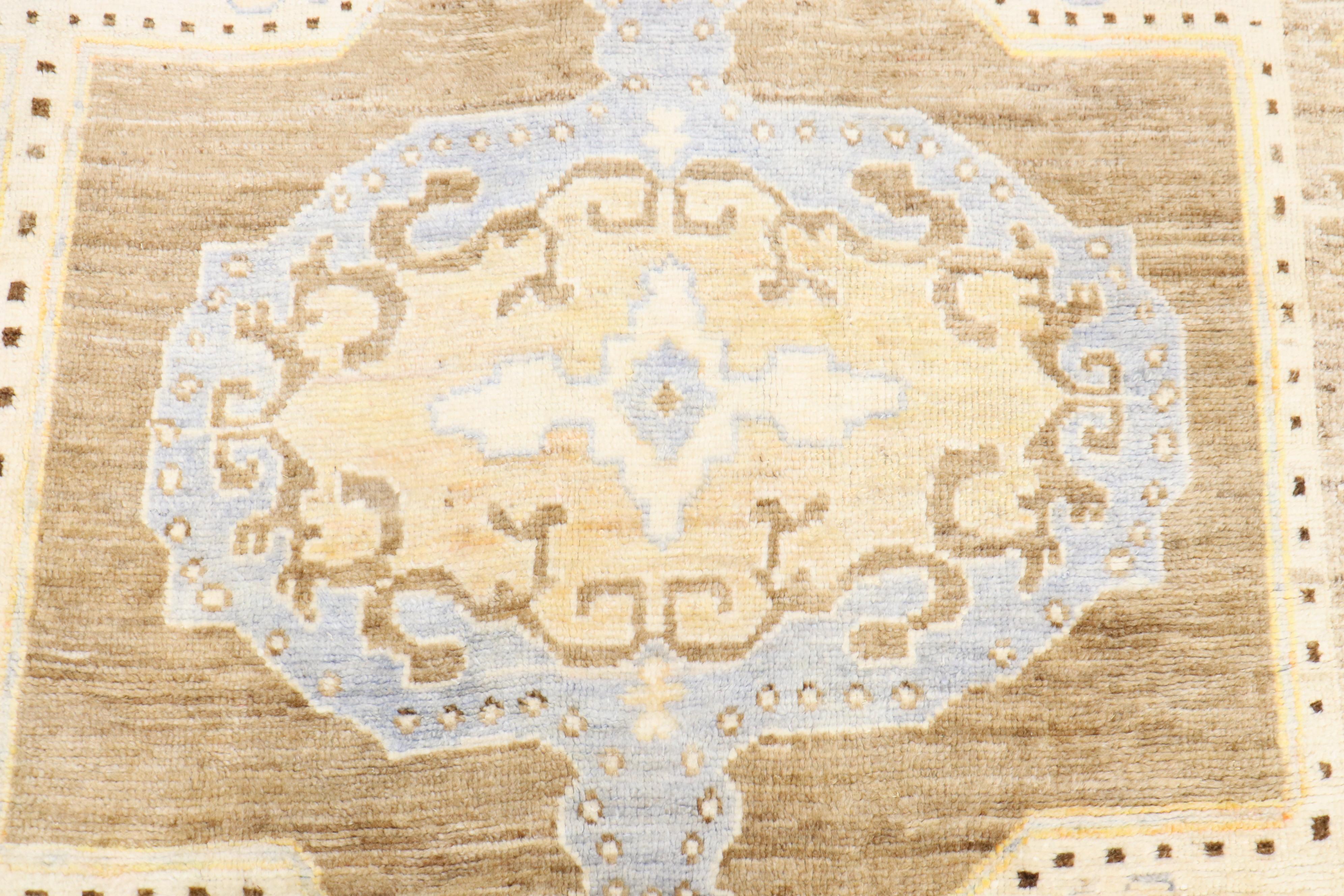 Contemporary Zabihi Collection Vintage Inspired Turkish Kars Rug For Sale