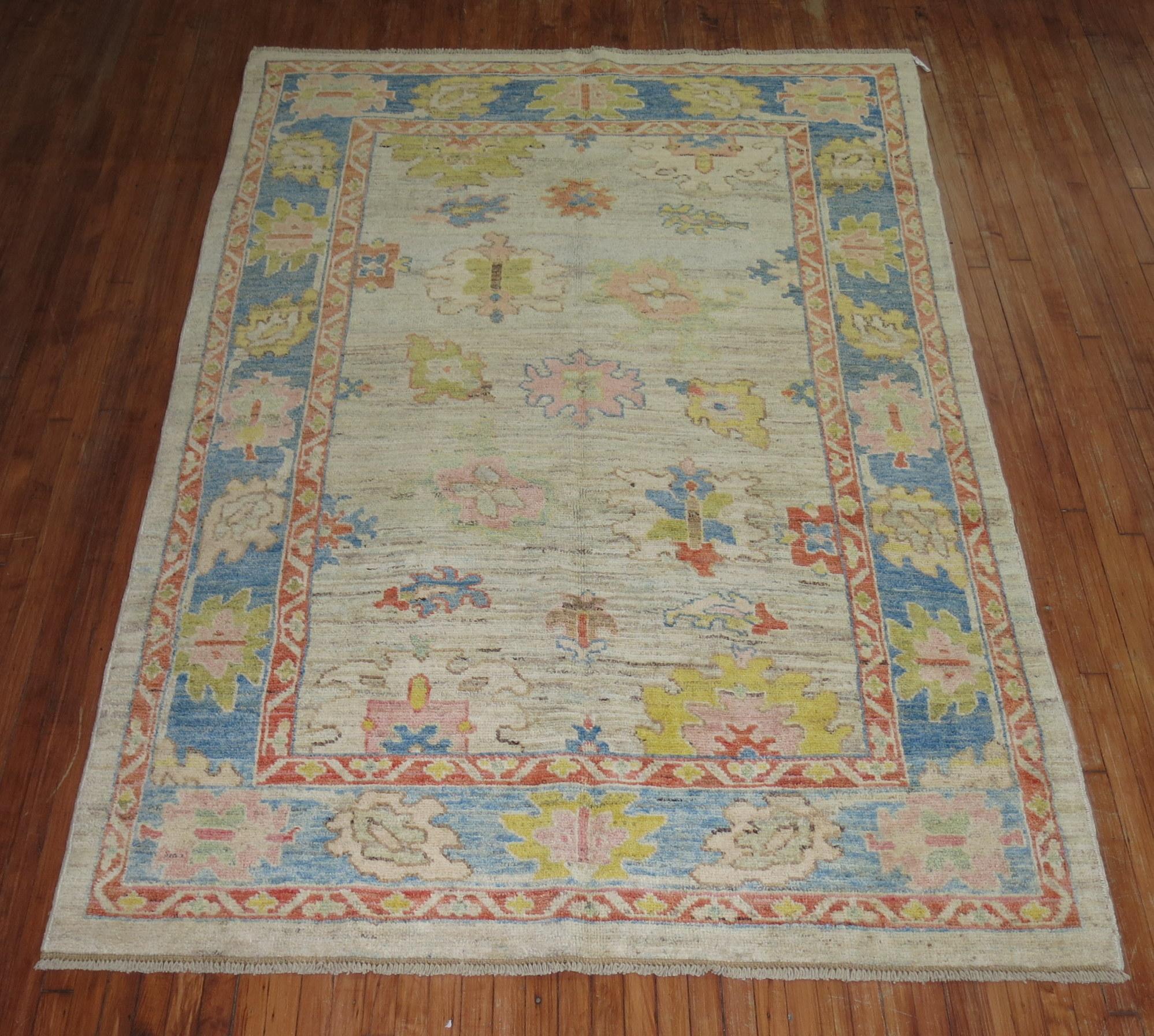 Turco Tappeto Oushak turco di ispirazione vintage della Collection'S di Zabihi in vendita