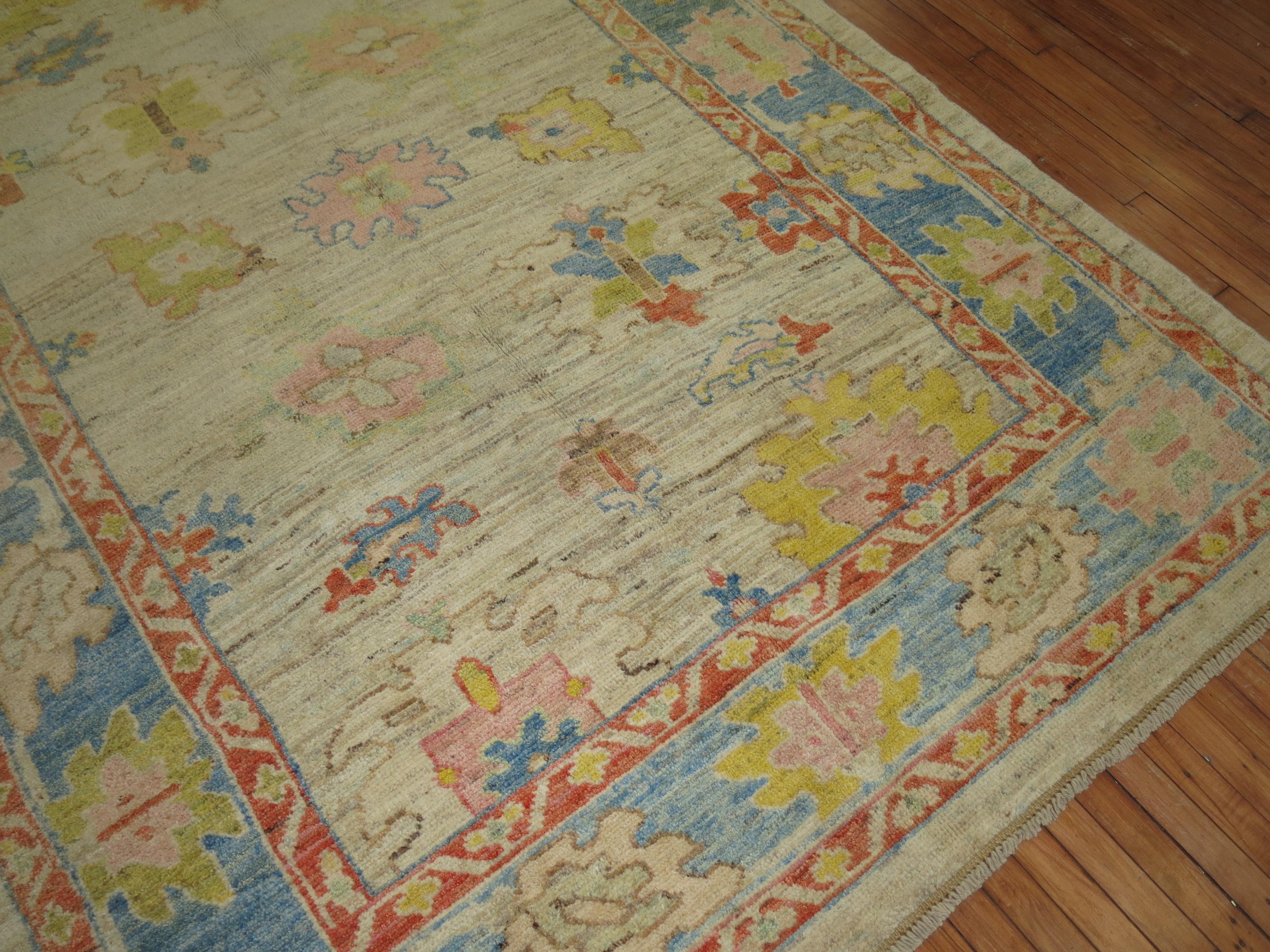 Annodato a mano Tappeto Oushak turco di ispirazione vintage della Collection'S di Zabihi in vendita