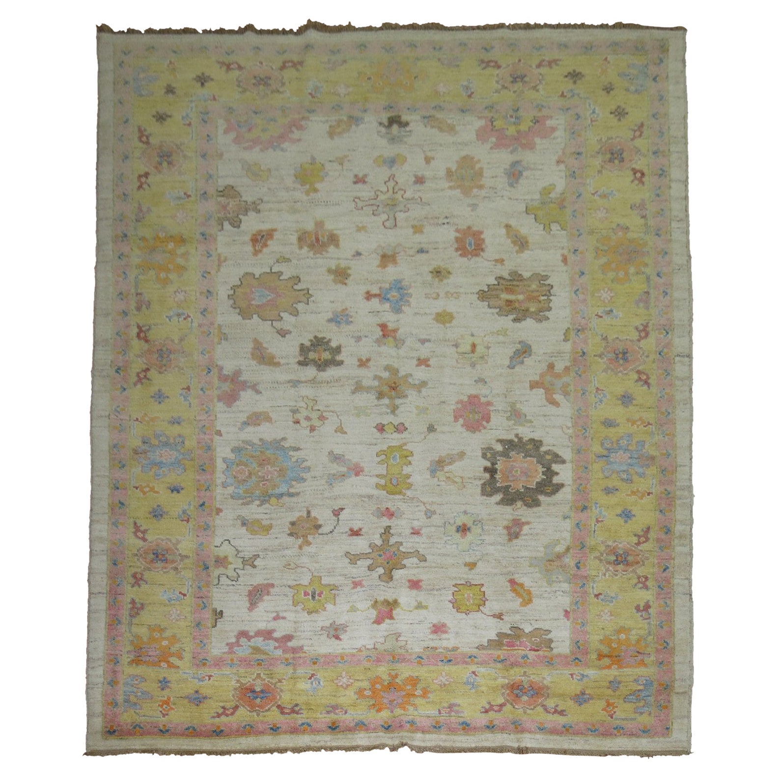 Zabihi Kollektion Vintage inspirierter türkischer Oushak-Teppich im Angebot