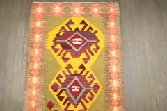 Zabihi Collection Vintage Lime Green Yellow Throw Kilim