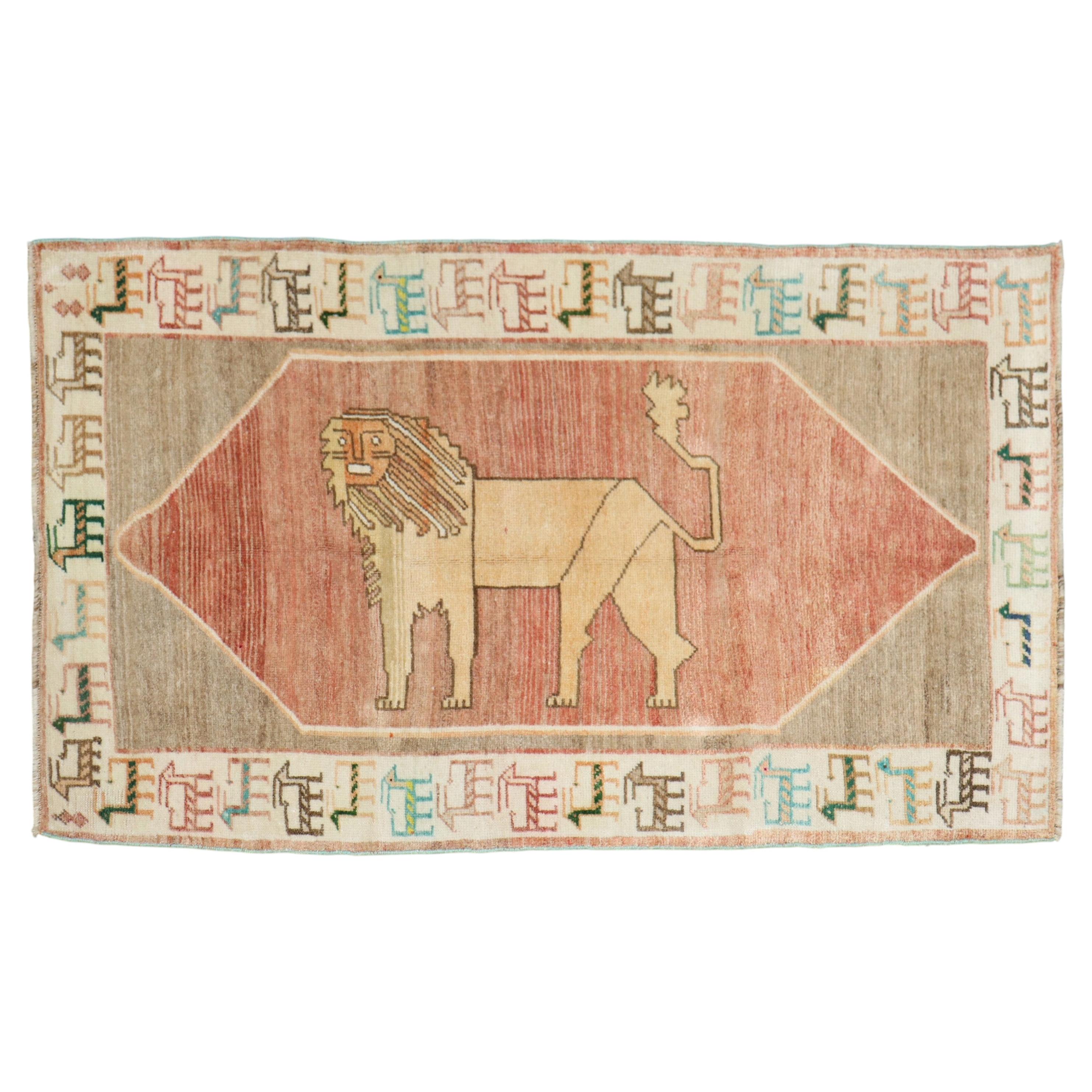 Zabihi Collection Vintage Lion Gabbeh Rug