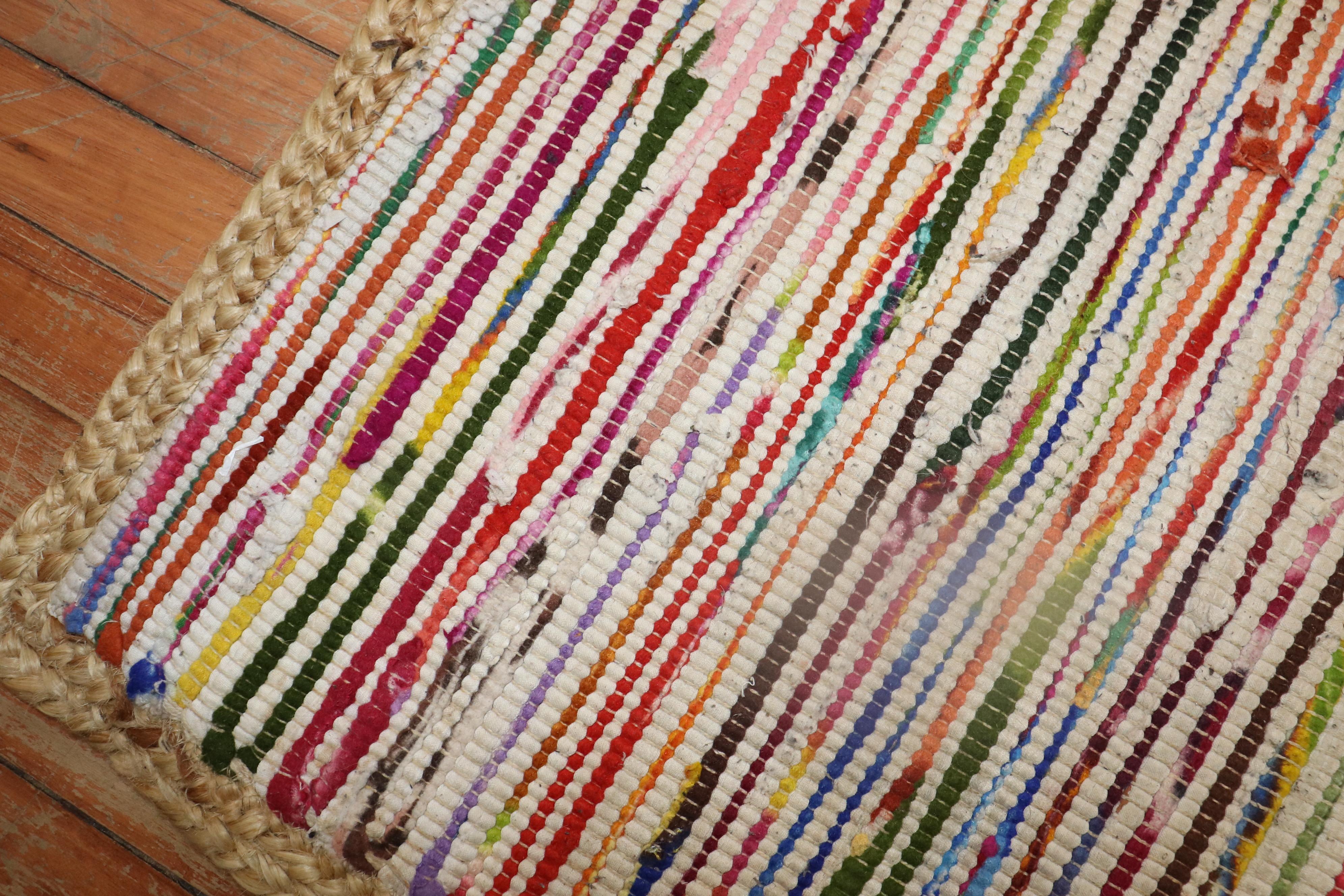 Zabihi Collection Vintage Mini Size Rag Rug In Good Condition For Sale In New York, NY