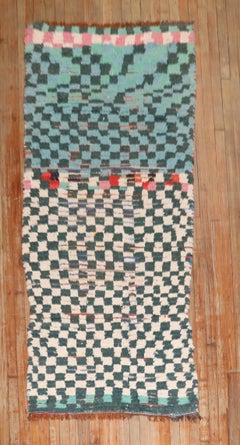 Zabihi Collection Vintage Moroccan Checkerboard Runner