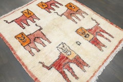 Zabihi Collection Vintage Moroccan Square Hallucinating Lions Rug