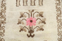 Zabihi Collection Vintage Neutral Moroccan Floral Lion Rug