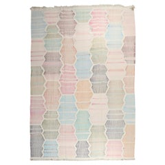 Colección Zabihi Kilim turco vintage de influencia geométrica en tonos pastel