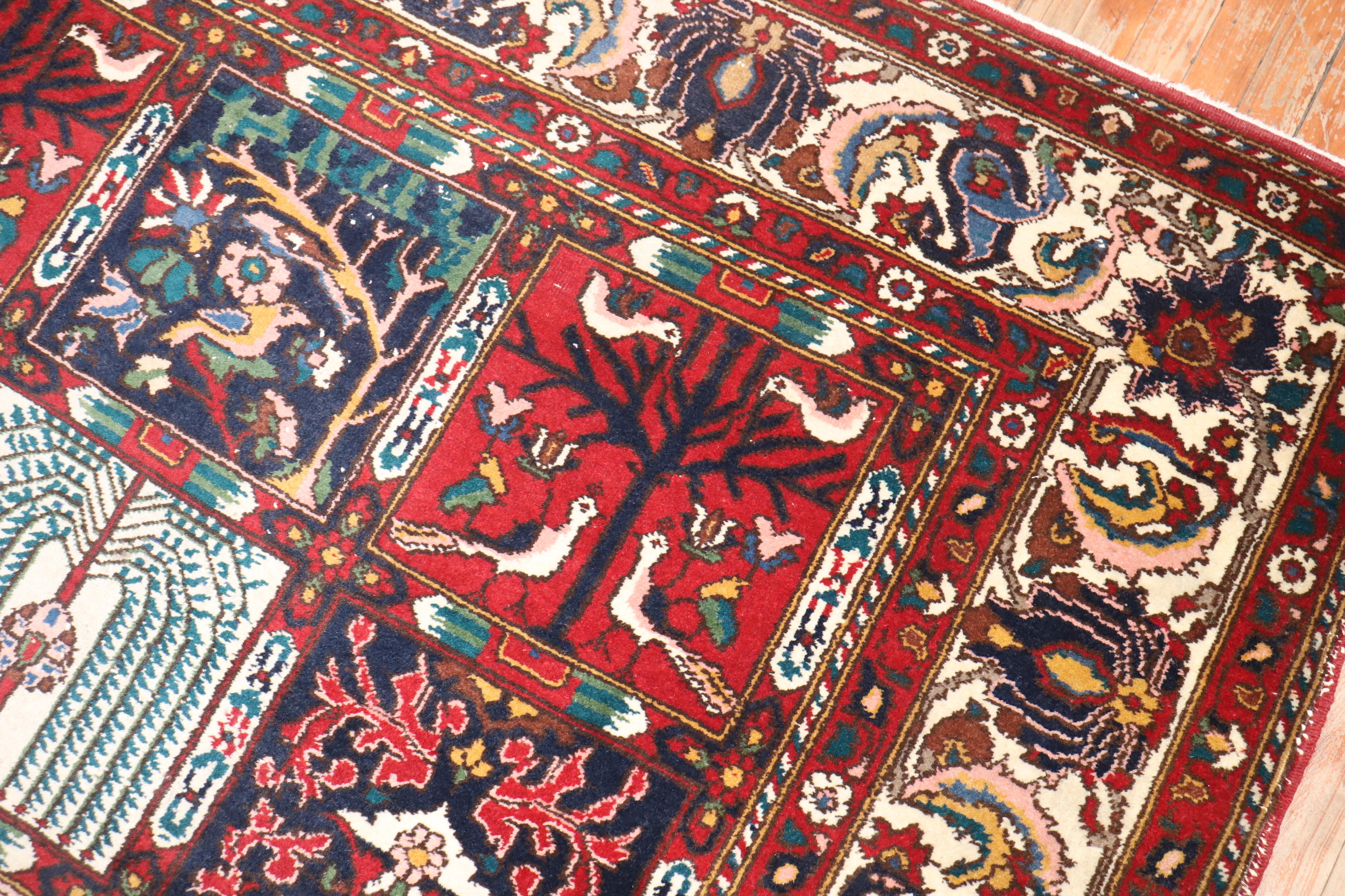 Zabihi Collection Vintage Persian Bakhtiari Square Rug In Good Condition For Sale In New York, NY