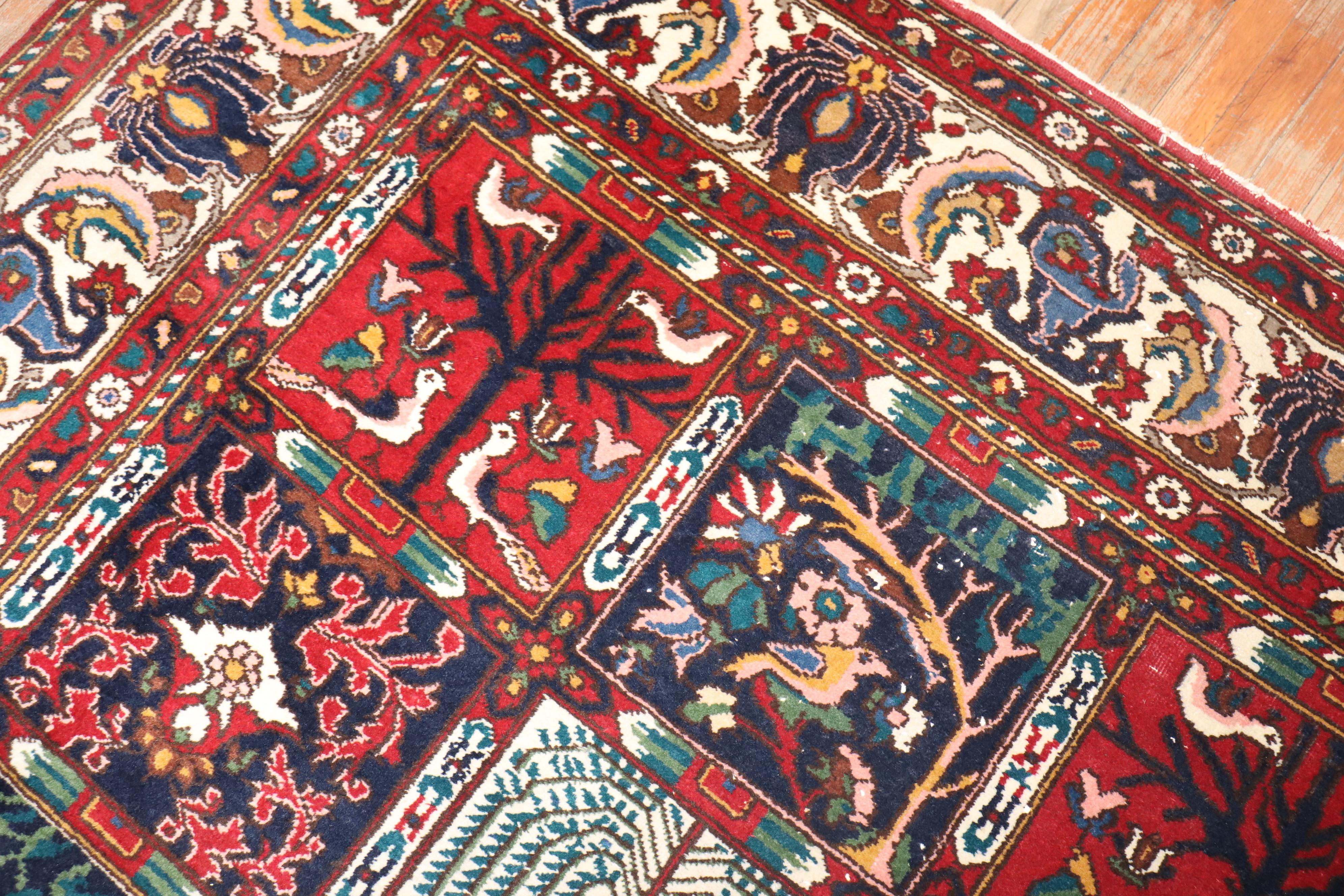 20th Century Zabihi Collection Vintage Persian Bakhtiari Square Rug For Sale