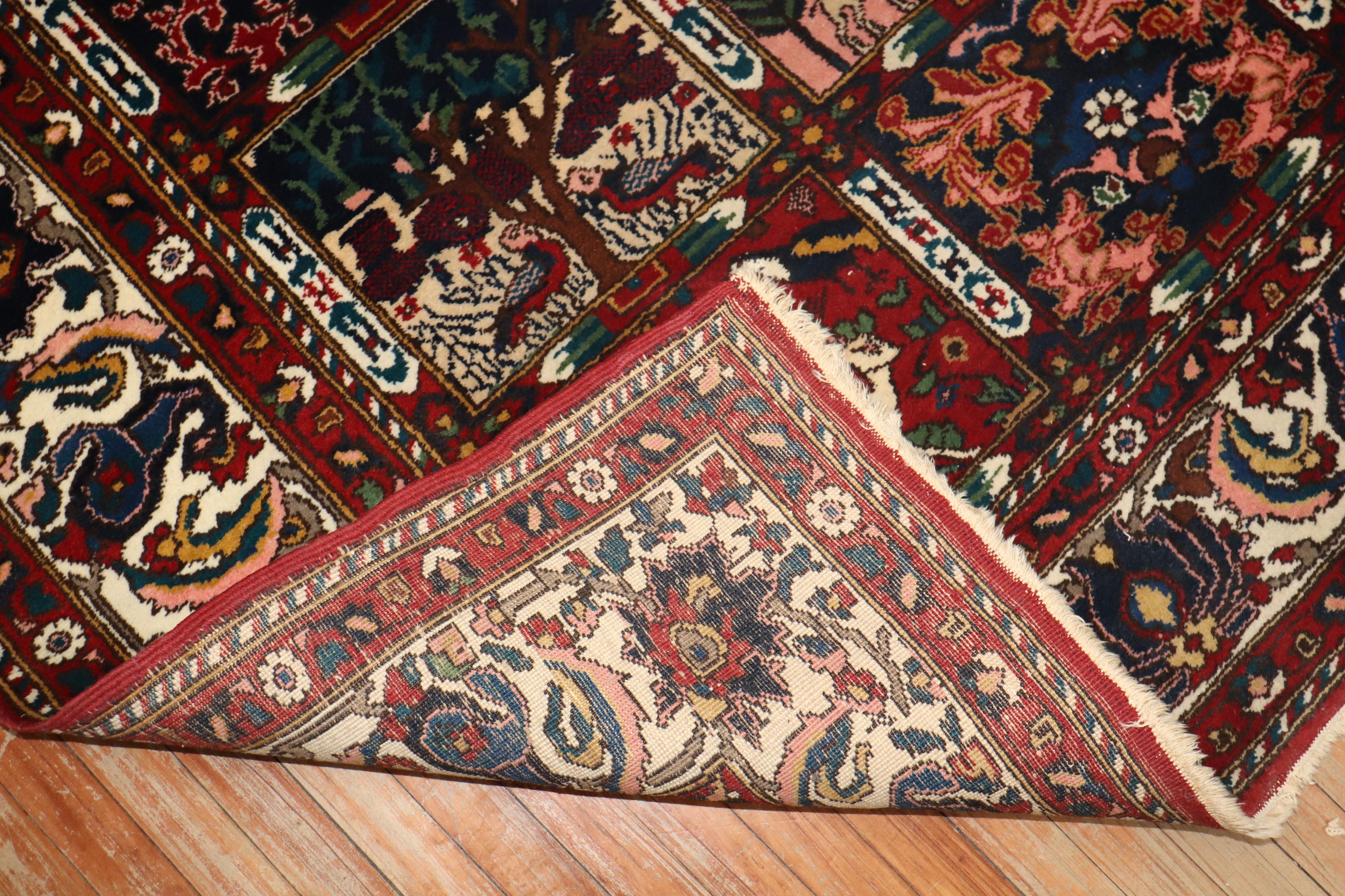 Wool Zabihi Collection Vintage Persian Bakhtiari Square Rug For Sale