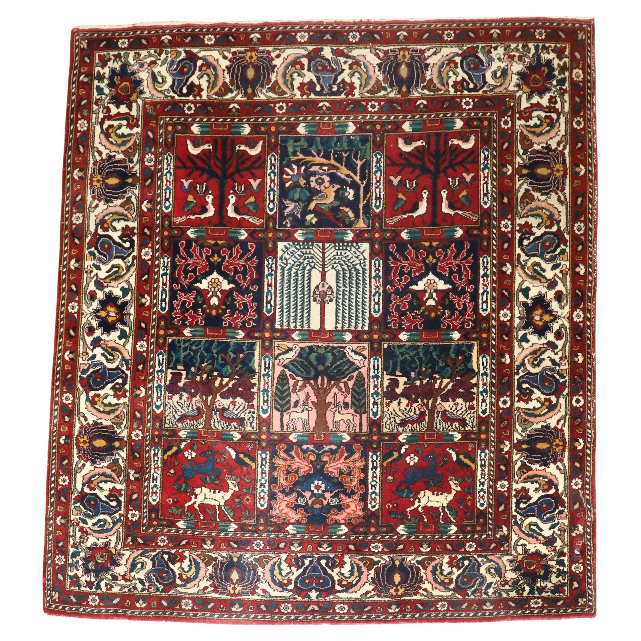 Zabihi Collection Vintage Persian Bakhtiari Square Rug For Sale