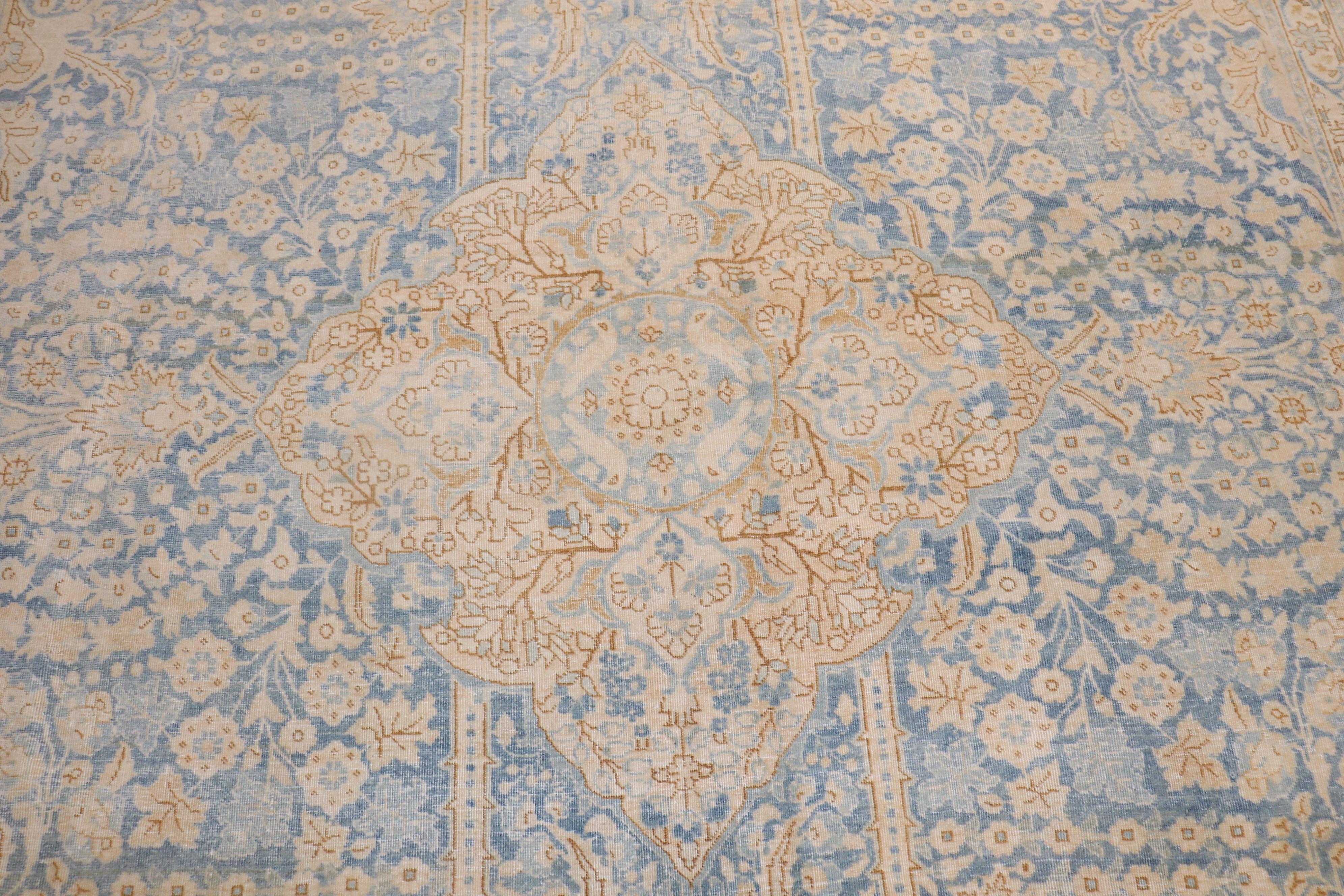 Raumgroßer persischer Kashan-Teppich aus der Mitte des 20. Jahrhunderts in Blau- und Gelbtönen

Einzelheiten
Teppich nein.	j2391
Größe	9' 8