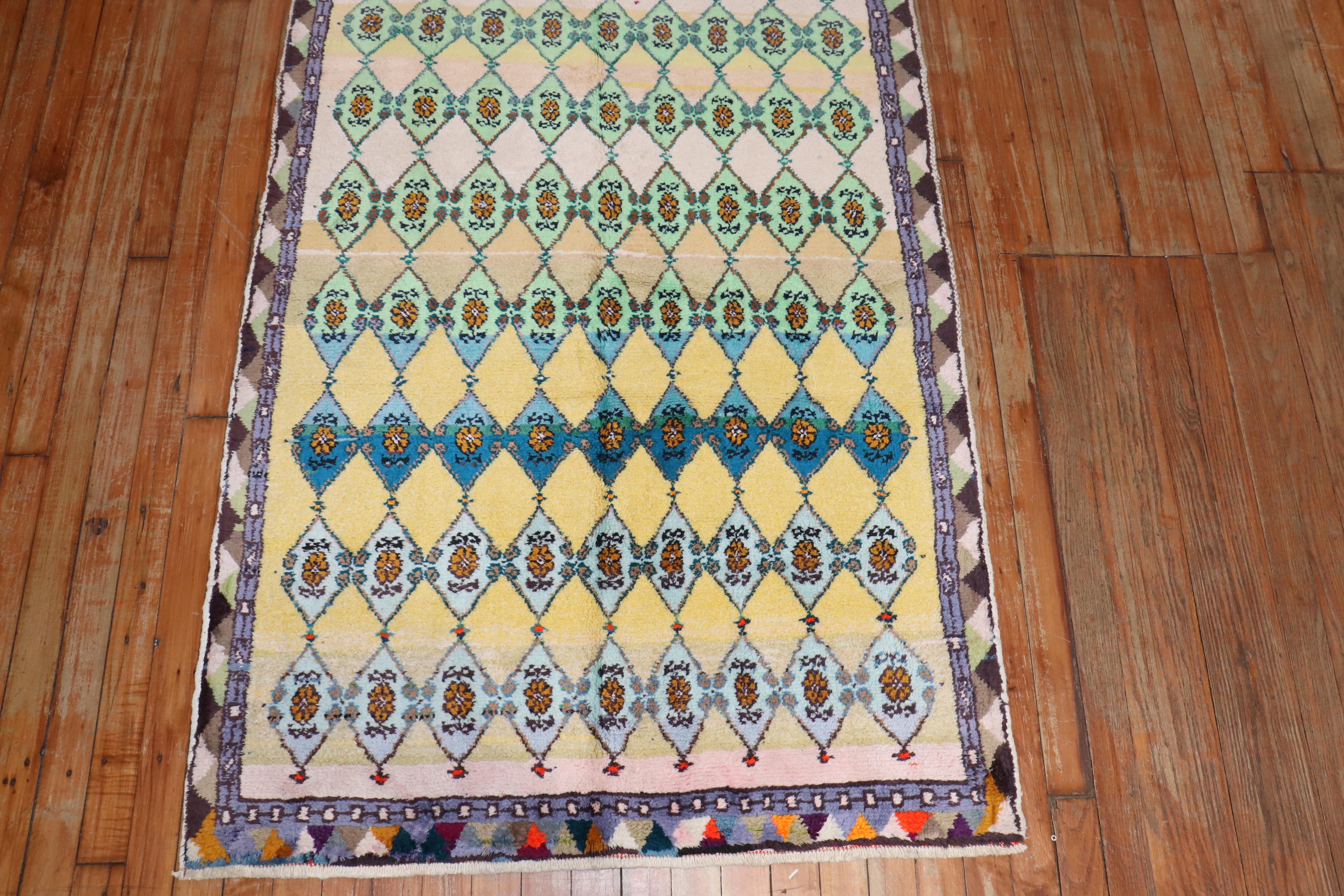 Persiano Runner in cotone vintage persiano deco della Collection'S di Zabihi in vendita