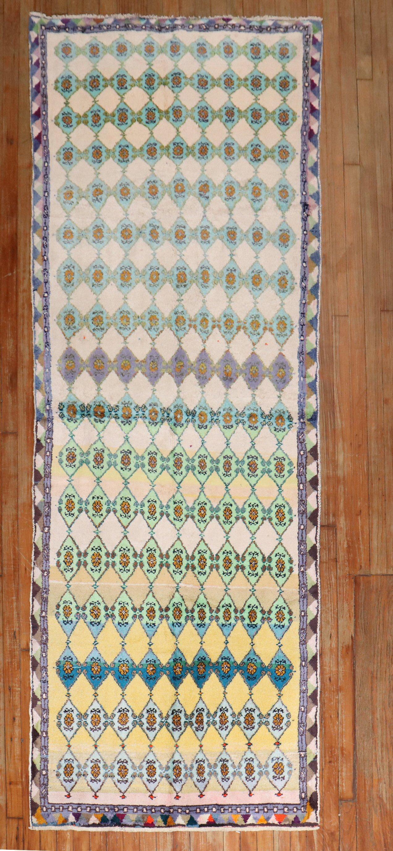 Annodato a mano Runner in cotone vintage persiano deco della Collection'S di Zabihi in vendita