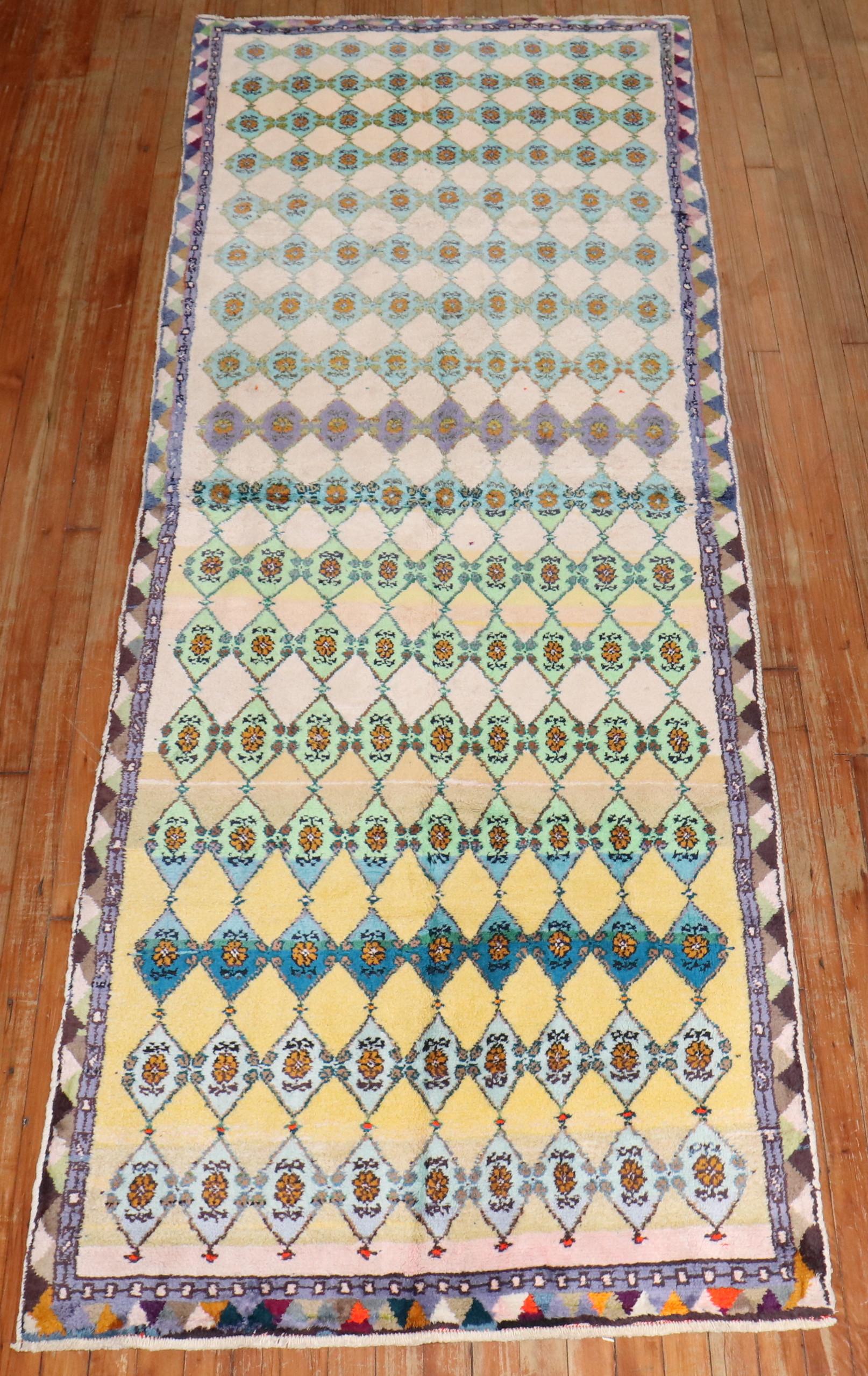 Runner in cotone vintage persiano deco della Collection'S di Zabihi In condizioni buone in vendita a New York, NY
