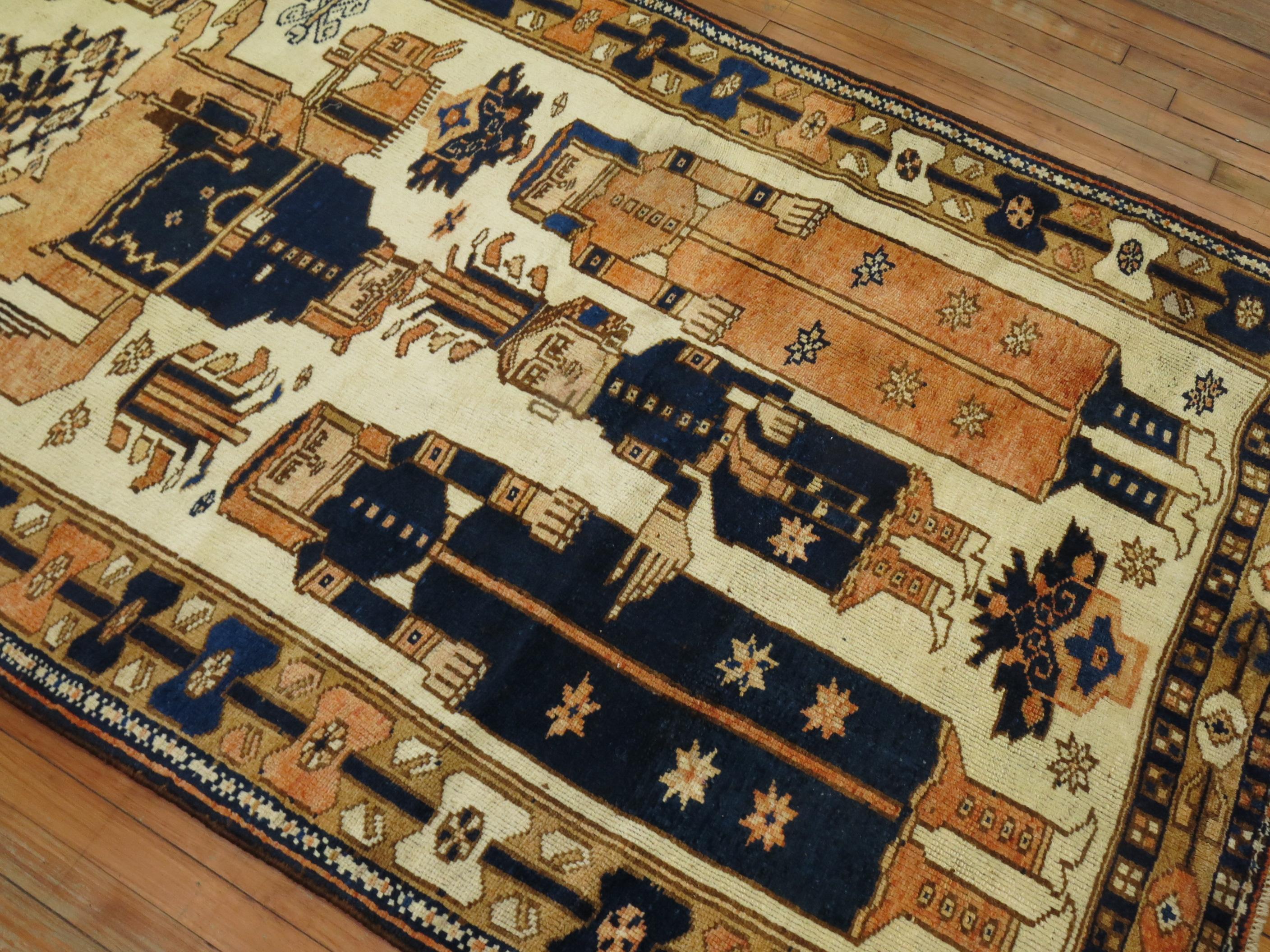 Zabihi Collection Vintage Persian Pictorial Balouch Gallery Rug For Sale 4