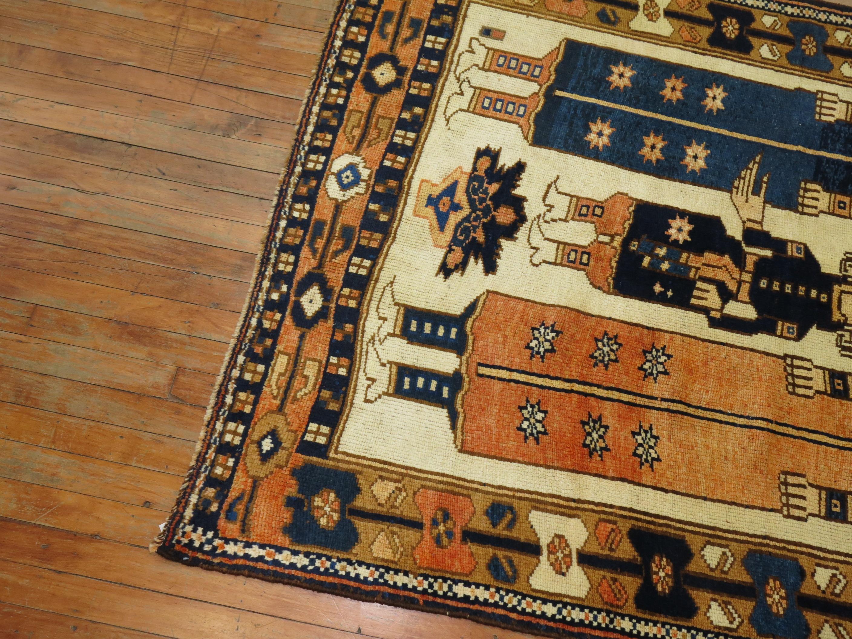 Zabihi Collection Vintage Persian Pictorial Balouch Gallery Rug For Sale 2