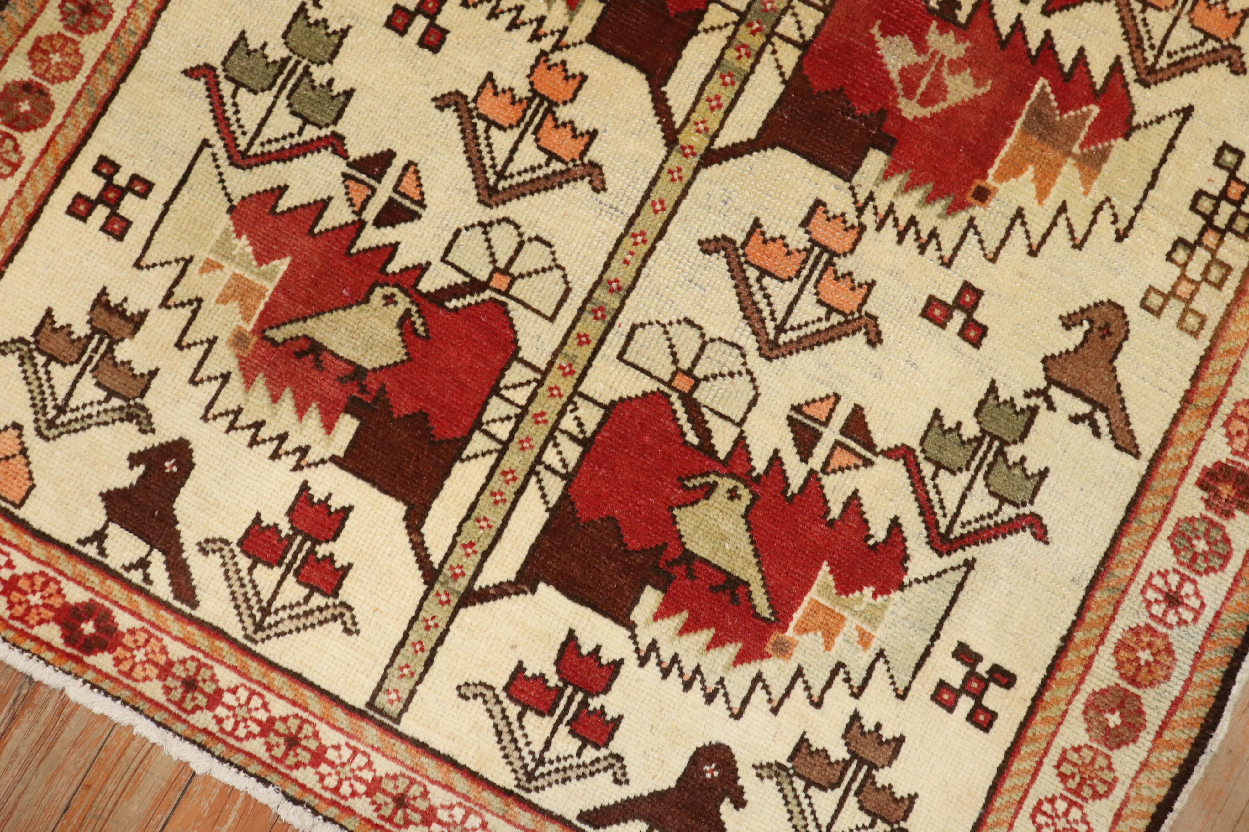Zabihi Kollektion Vintage Persischer Pictorial-Teppich (Volkskunst) im Angebot