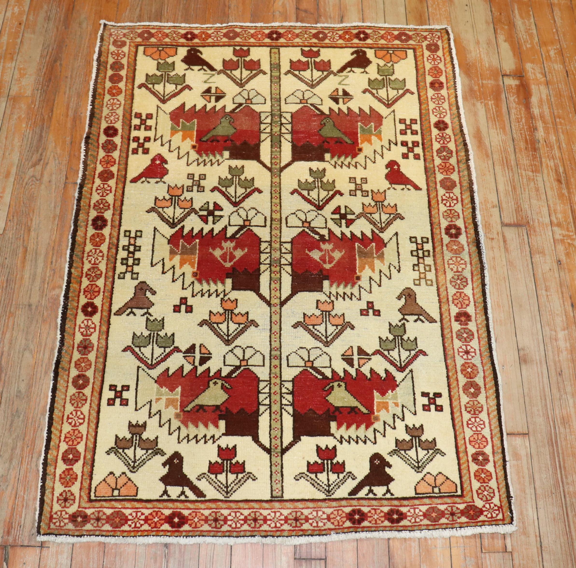 Zabihi Collection Vintage Persian Pictorial Rug In Good Condition For Sale In New York, NY