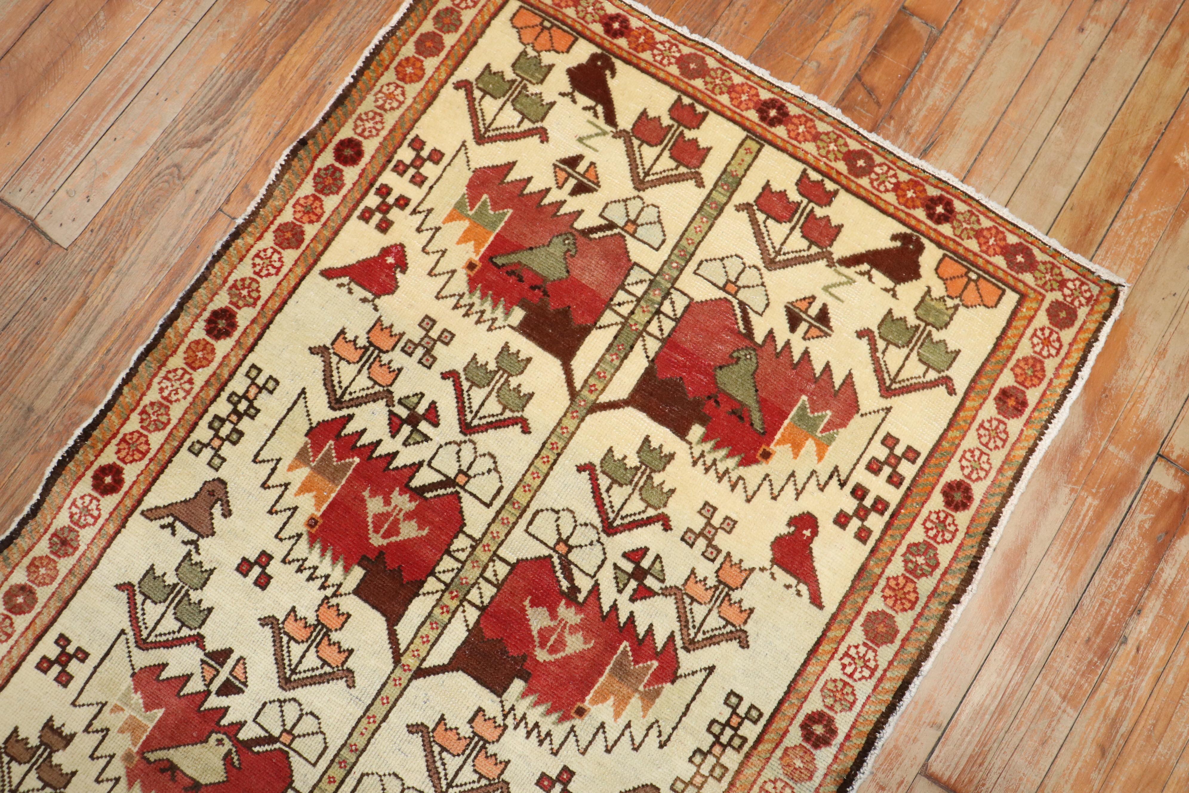 Wool Zabihi Collection Vintage Persian Pictorial Rug For Sale