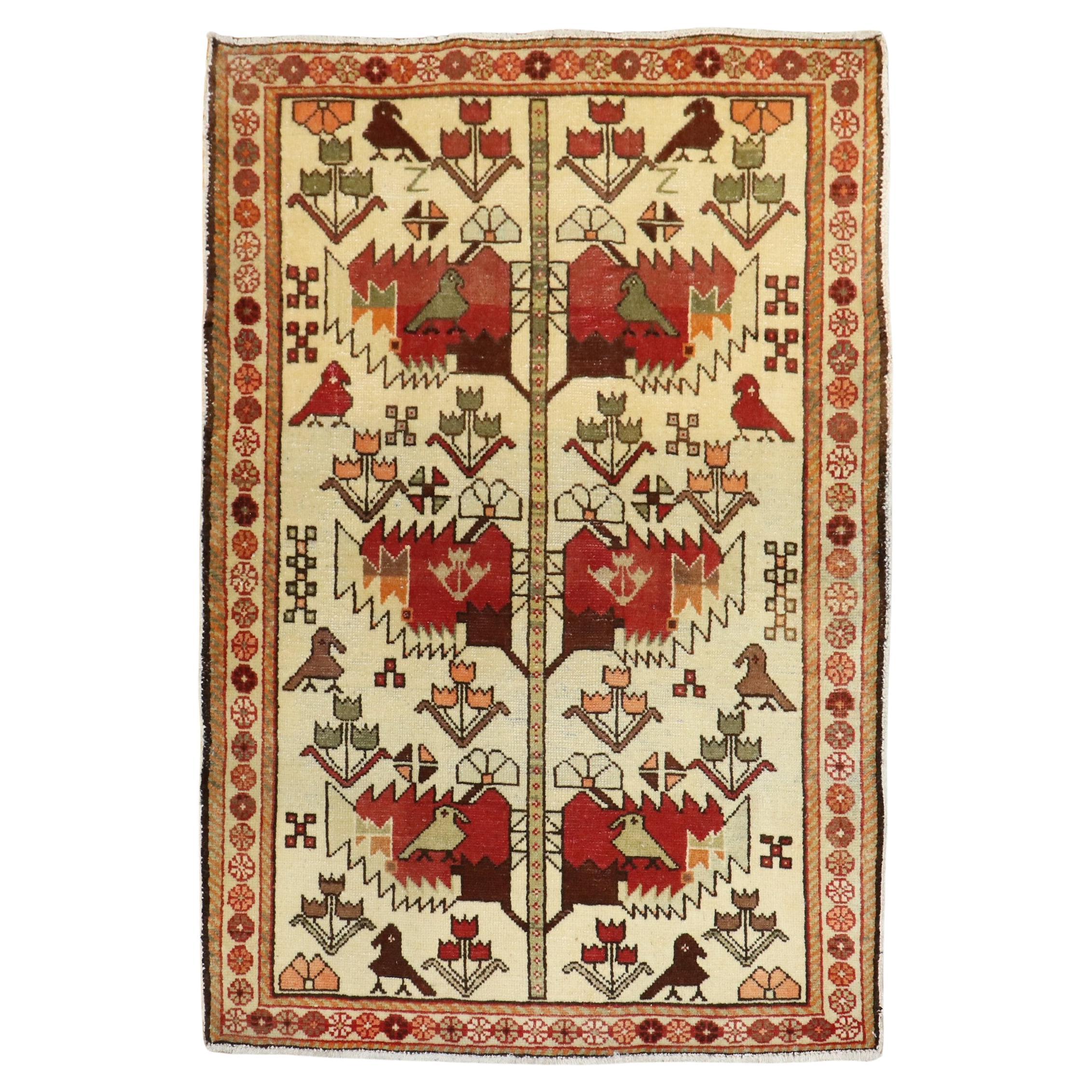 Zabihi Kollektion Vintage Persischer Pictorial-Teppich im Angebot