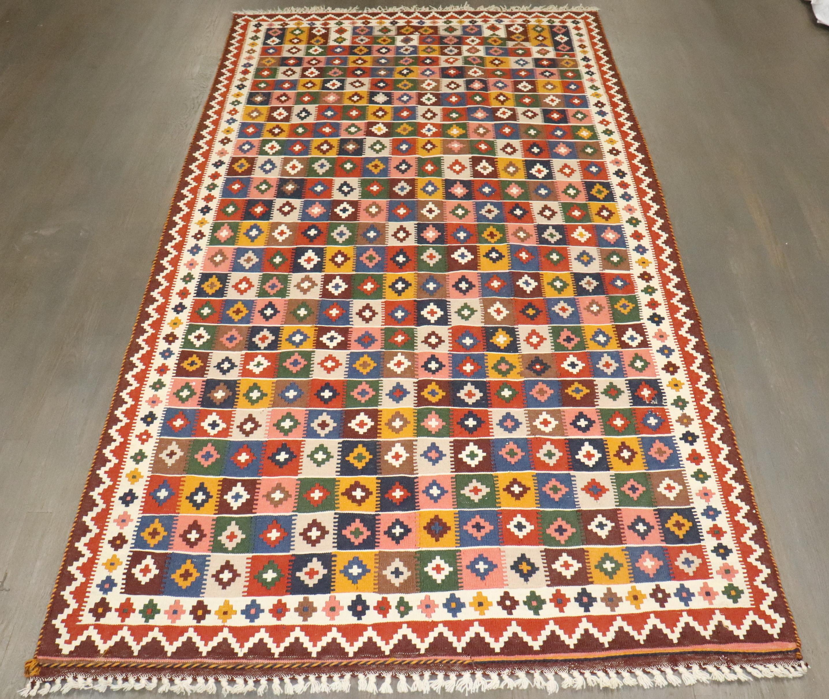 20th Century Zabihi Collection Vintage Persian Qaushgai Kilim For Sale