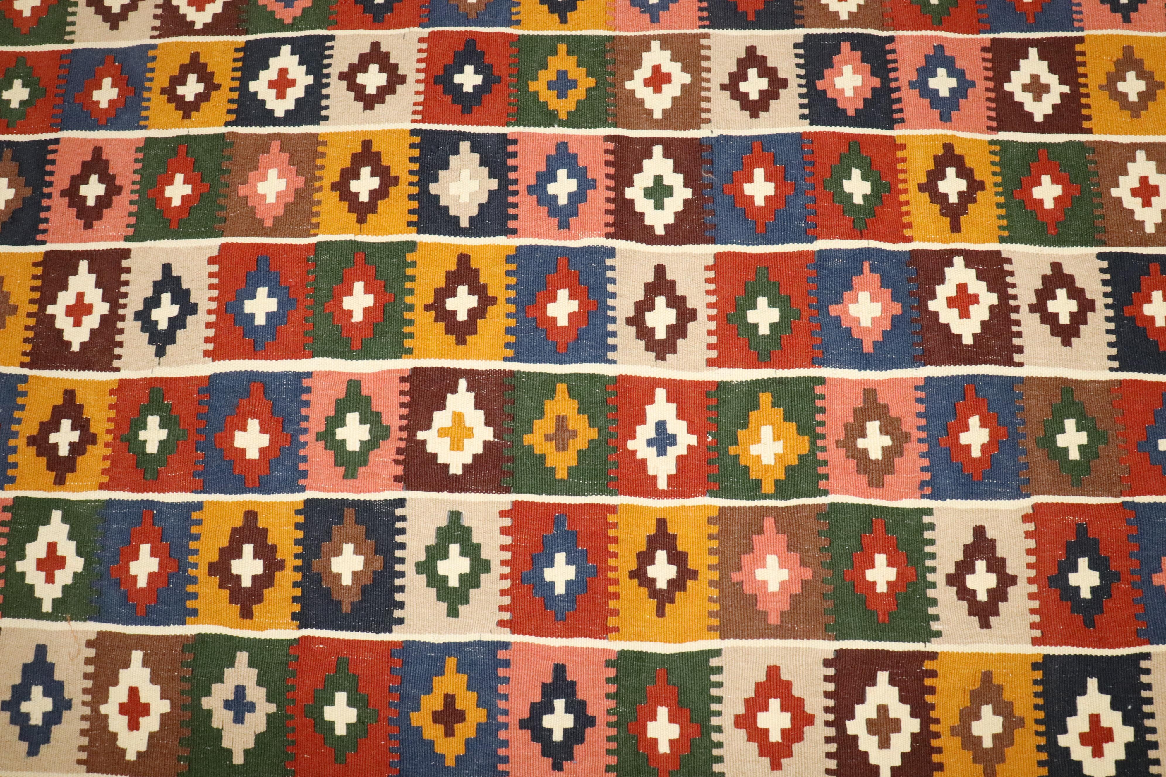 Zabihi Collection Vintage Persian Qaushgai Kilim For Sale 2