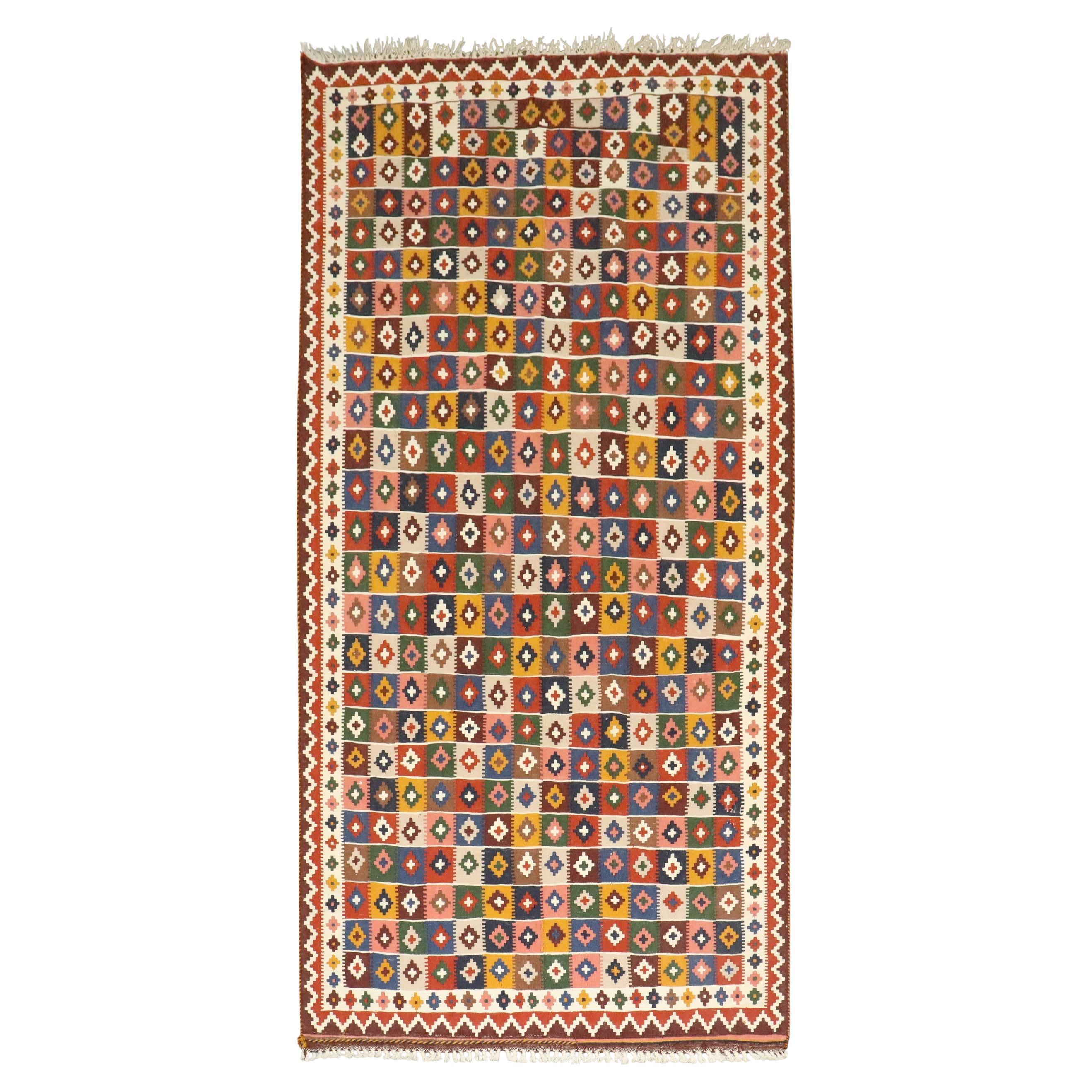 Zabihi Collection Vintage Persian Qaushgai Kilim For Sale