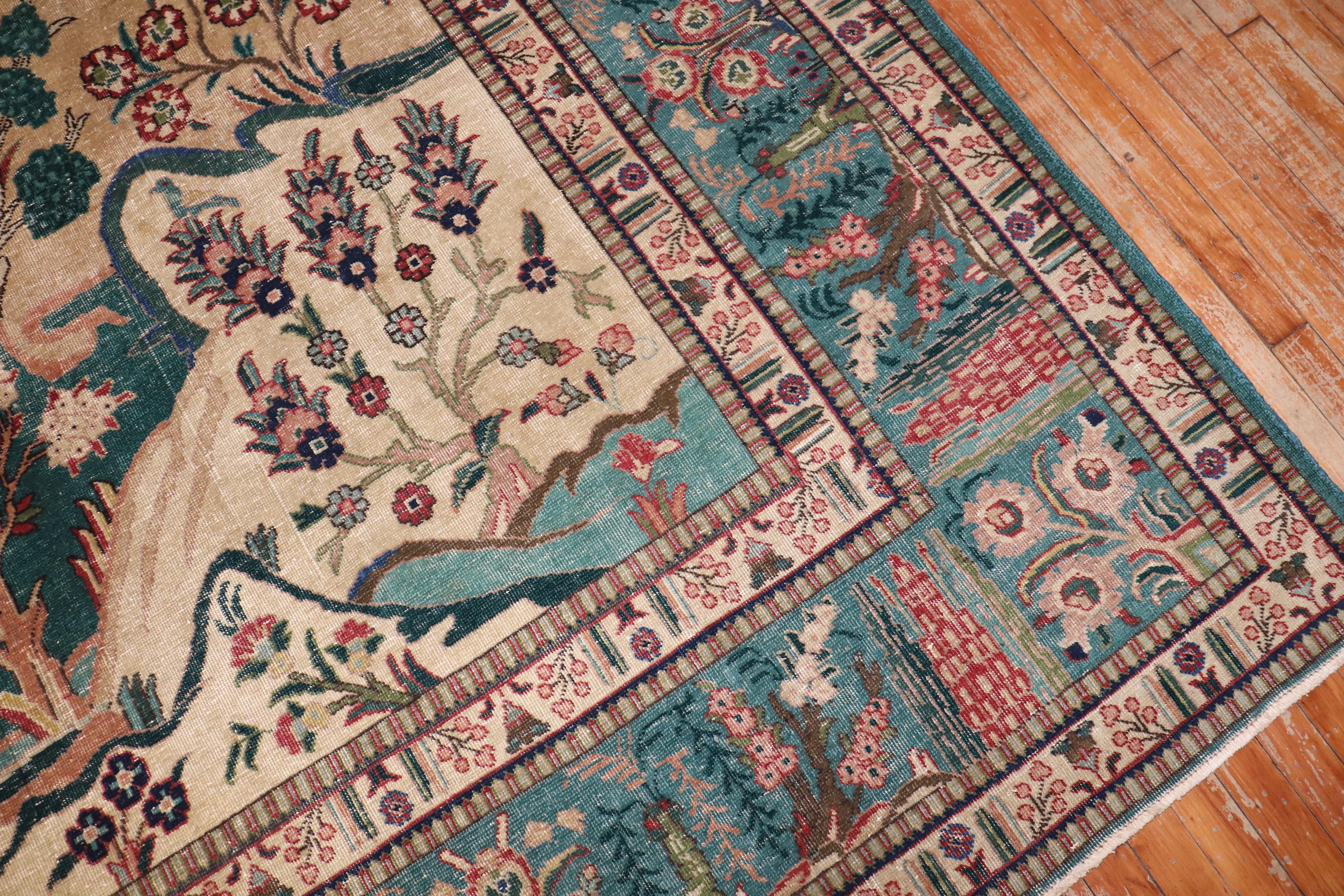 Zabihi Collection Tappeto persiano d'epoca Tabriz pittorico in vendita 3
