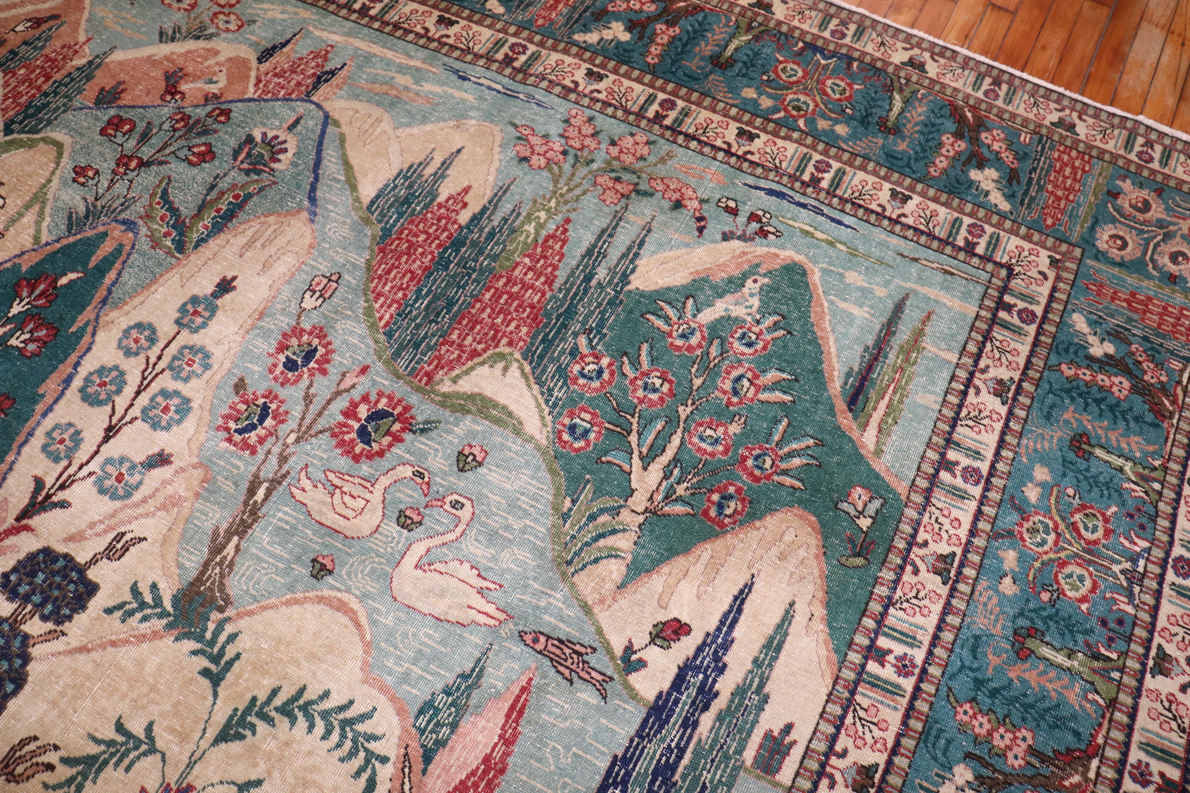 Zabihi Collection Tappeto persiano d'epoca Tabriz pittorico in vendita 4