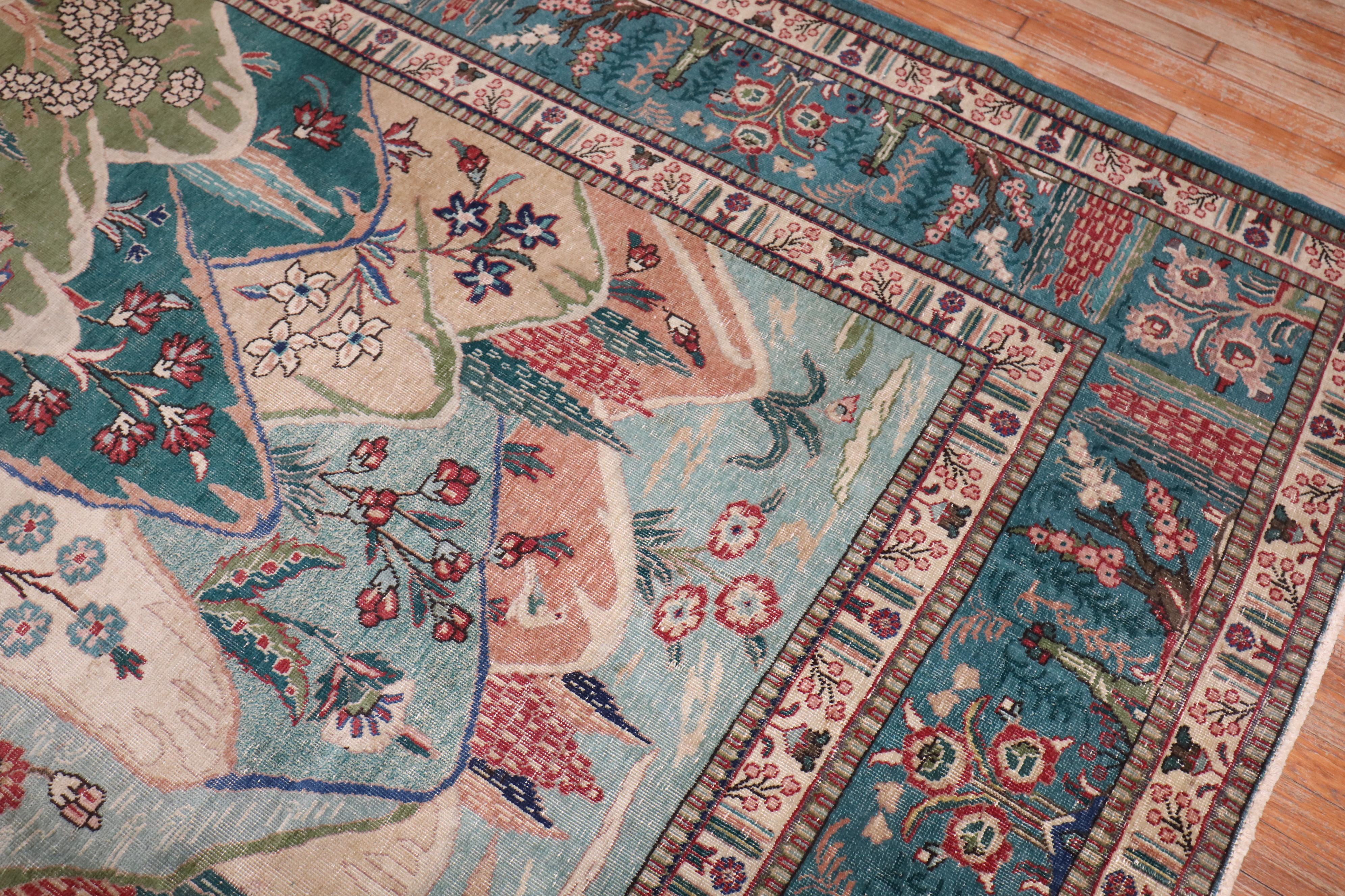 Zabihi Collection Tappeto persiano d'epoca Tabriz pittorico in vendita 1