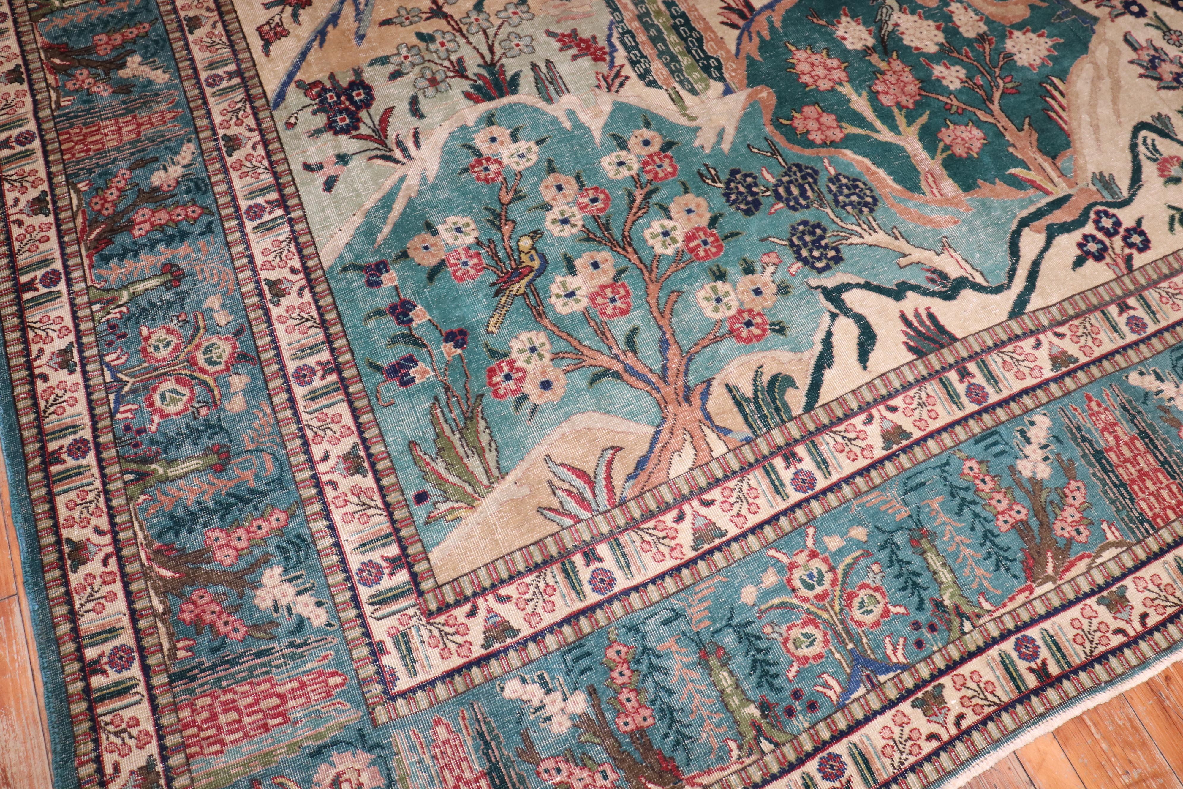 Zabihi Collection Tappeto persiano d'epoca Tabriz pittorico in vendita 2