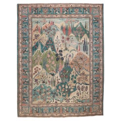 Zabihi Collection Antique Persian Tabriz Pictorial Scenic Carpet