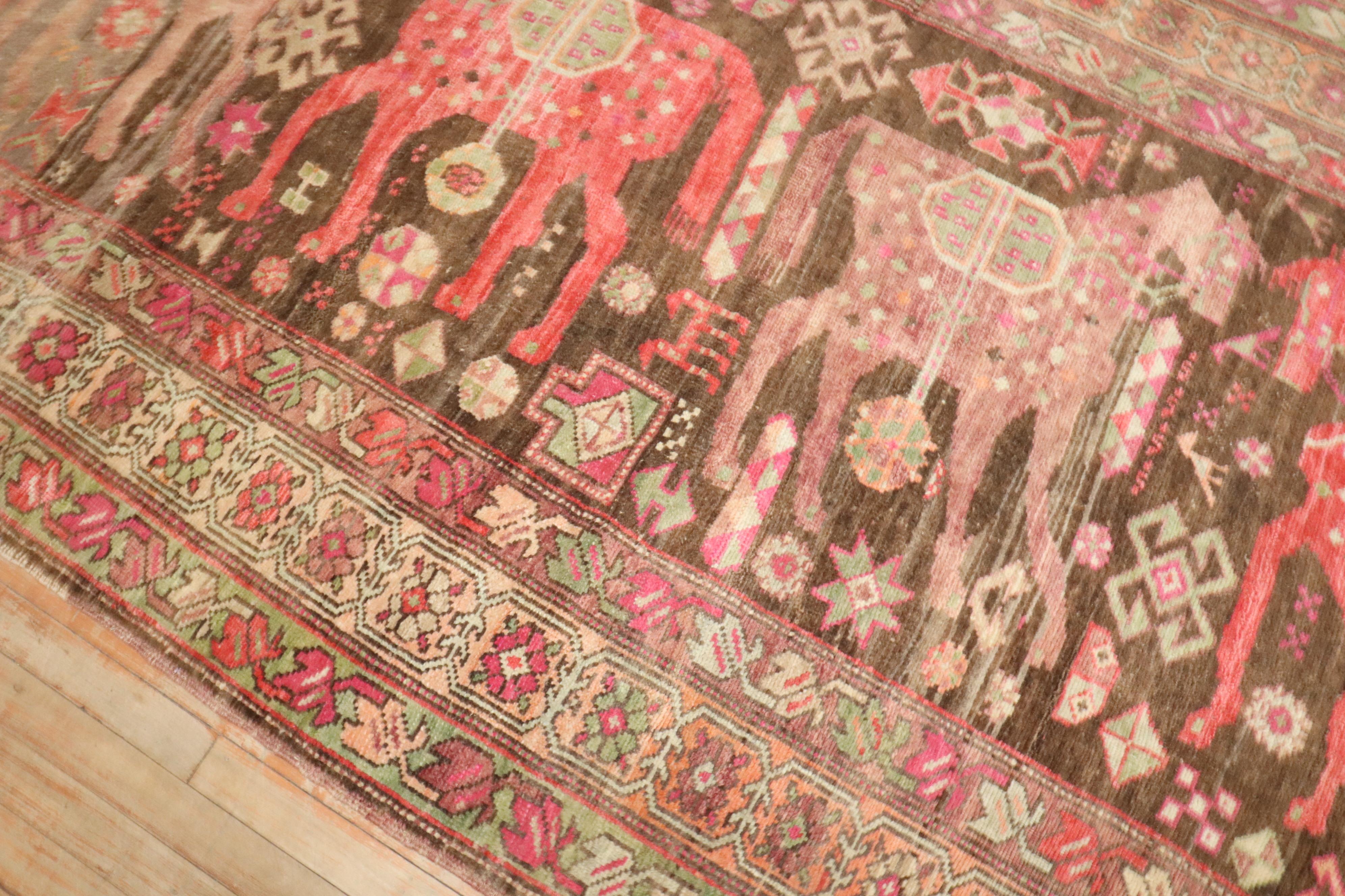 Zabihi Collection Vintage Pictorial Horse Karabagh Rug For Sale 2