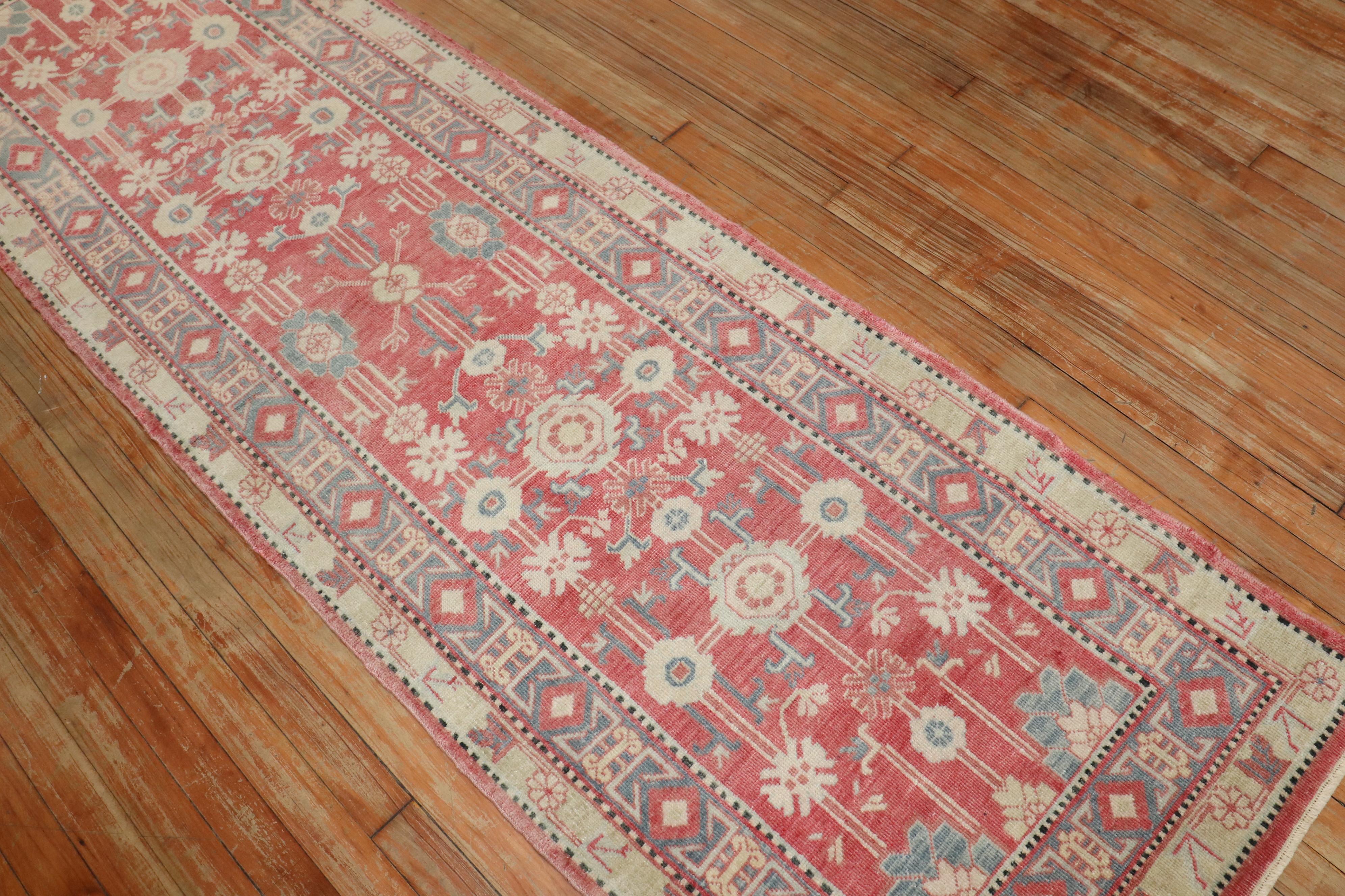 Zabihi Collection Vintage Red Khotan Runner In Good Condition For Sale In New York, NY