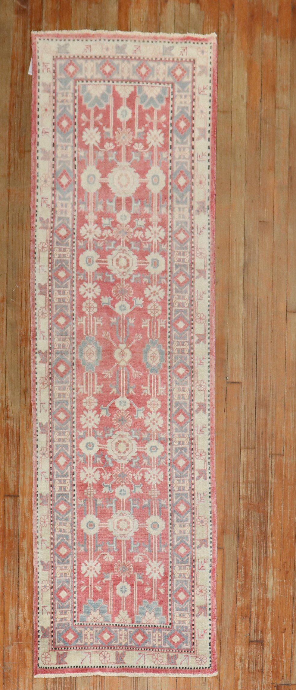 20th Century Zabihi Collection Vintage Red Khotan Runner For Sale