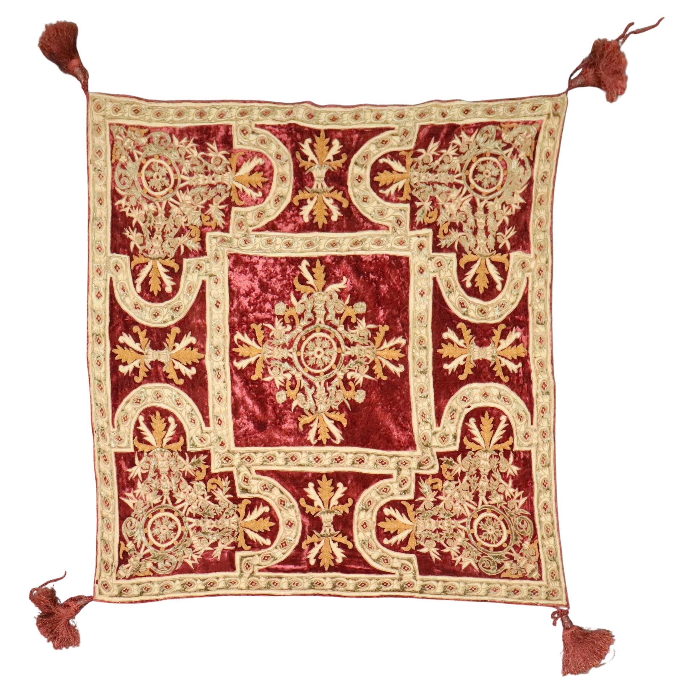 Zabihi Collection Vintage Russian Velvet Embroidered Textile