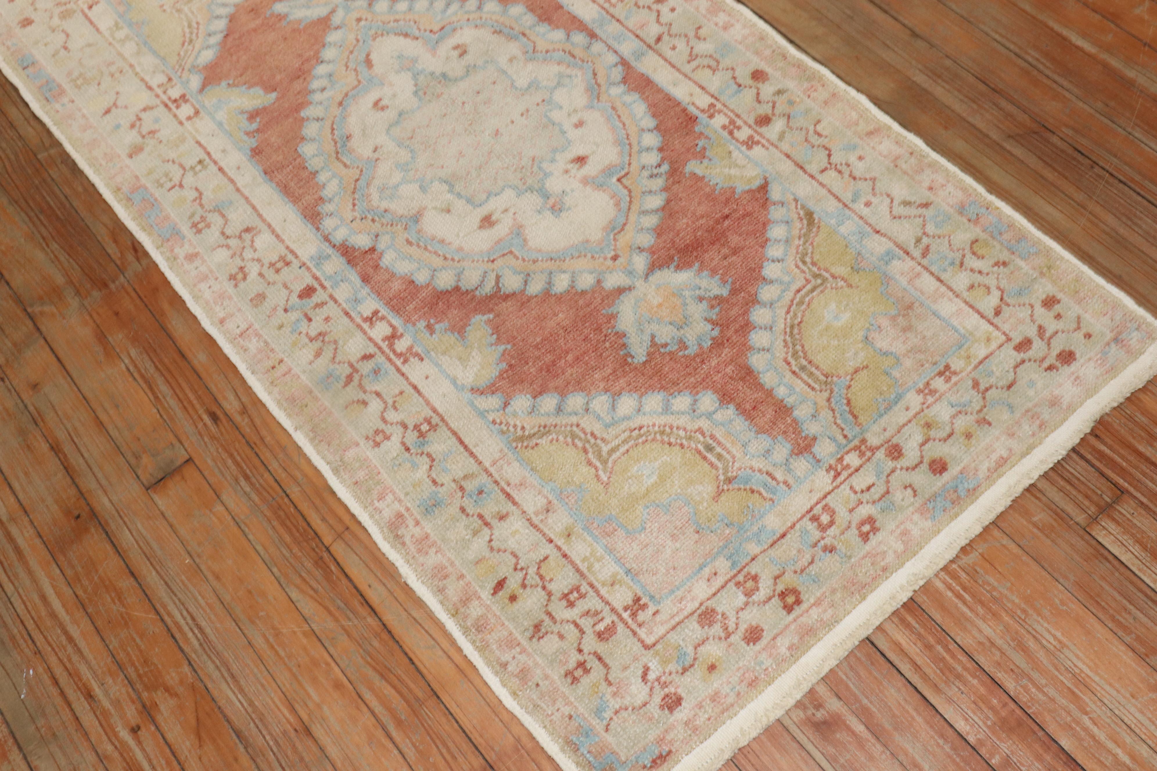 Wool Zabihi Collection Vintage Scatter Size Turkish Anatolian Rug For Sale