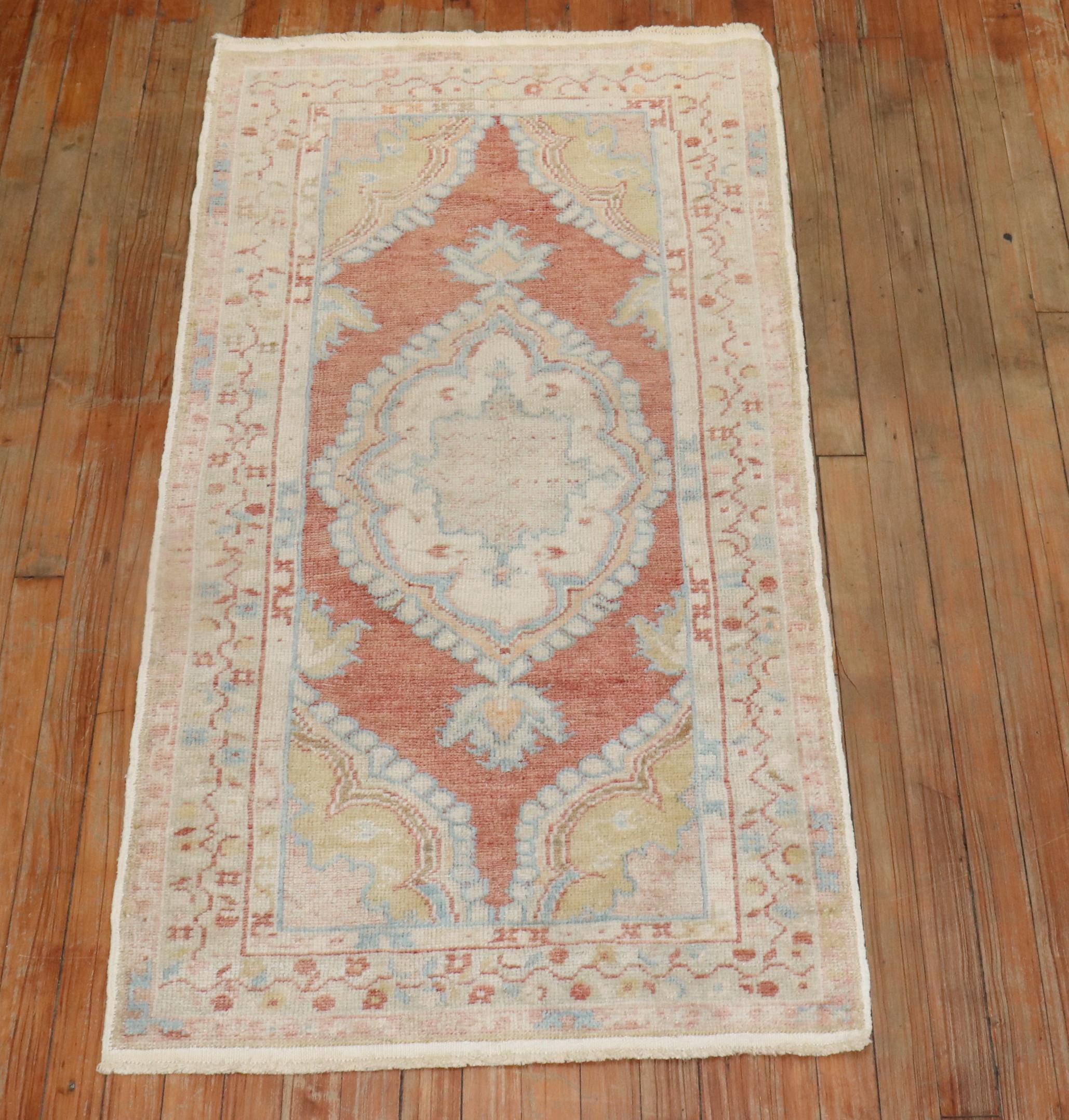 Zabihi Collection Vintage Scatter Size Turkish Anatolian Rug For Sale 1