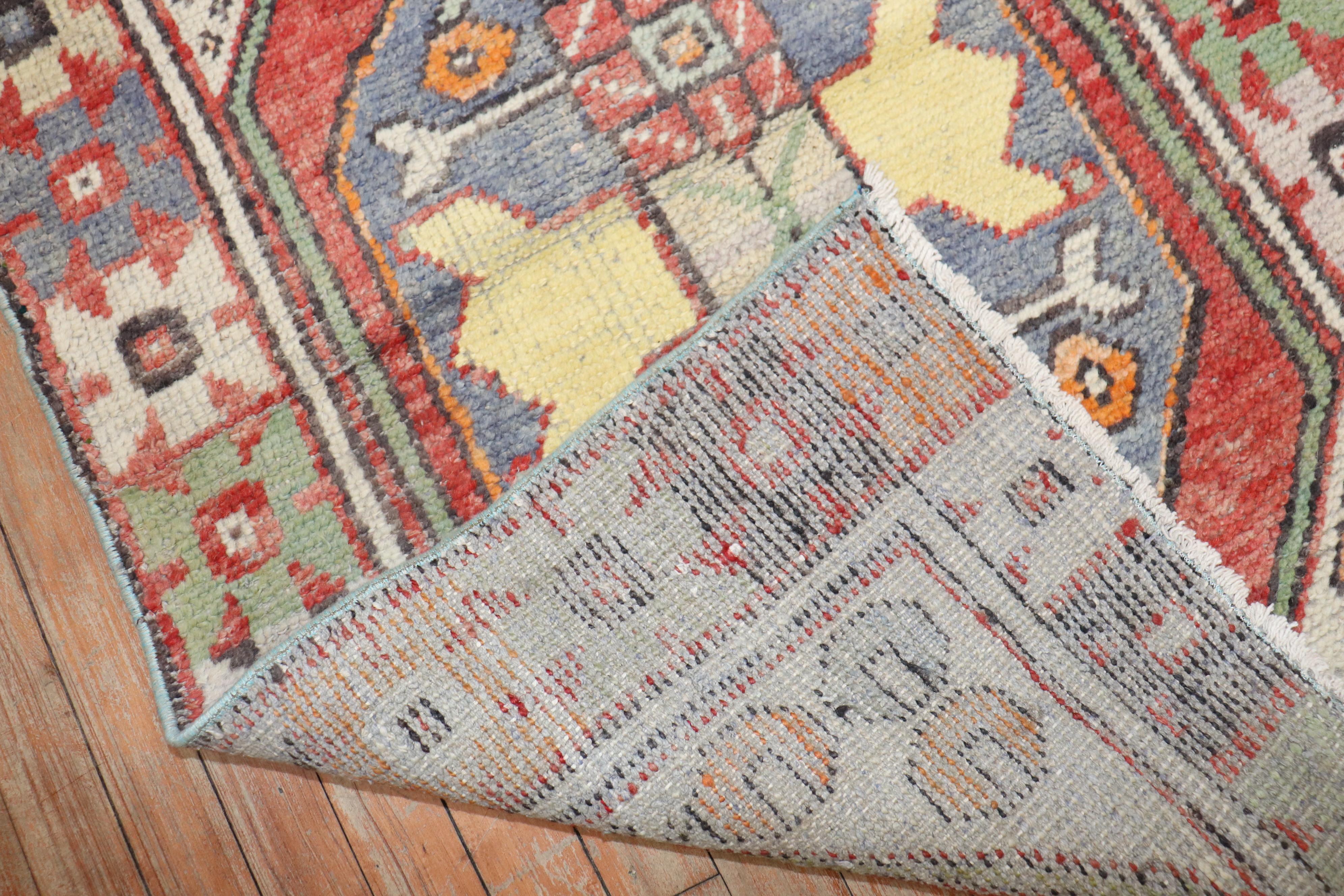 Zabihi Collection Vintage Small Turkish Anatolian Rug In Good Condition For Sale In New York, NY