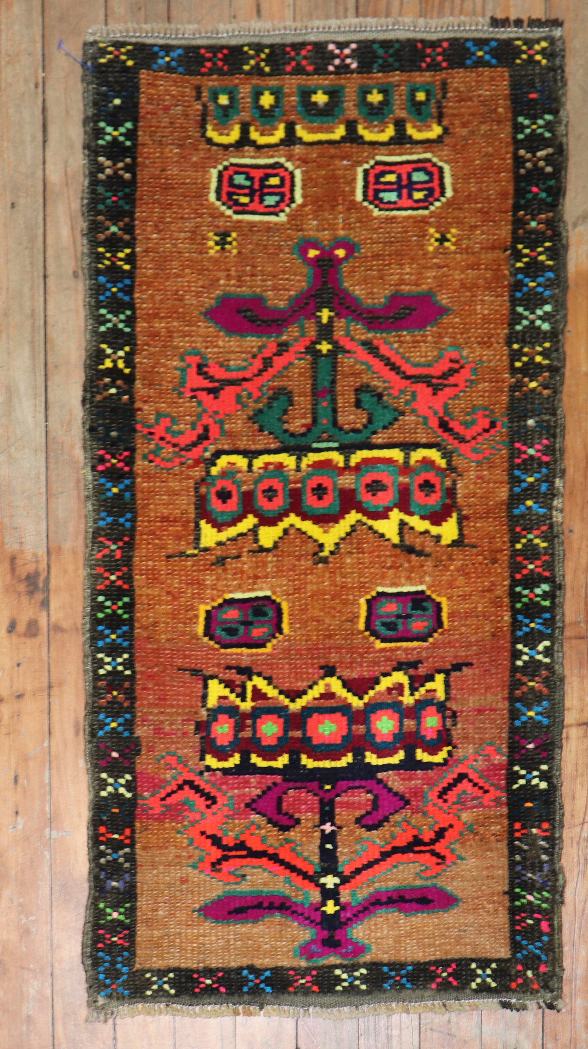 Hand-Knotted Zabihi Collection Vintage Small Turkish Rug For Sale