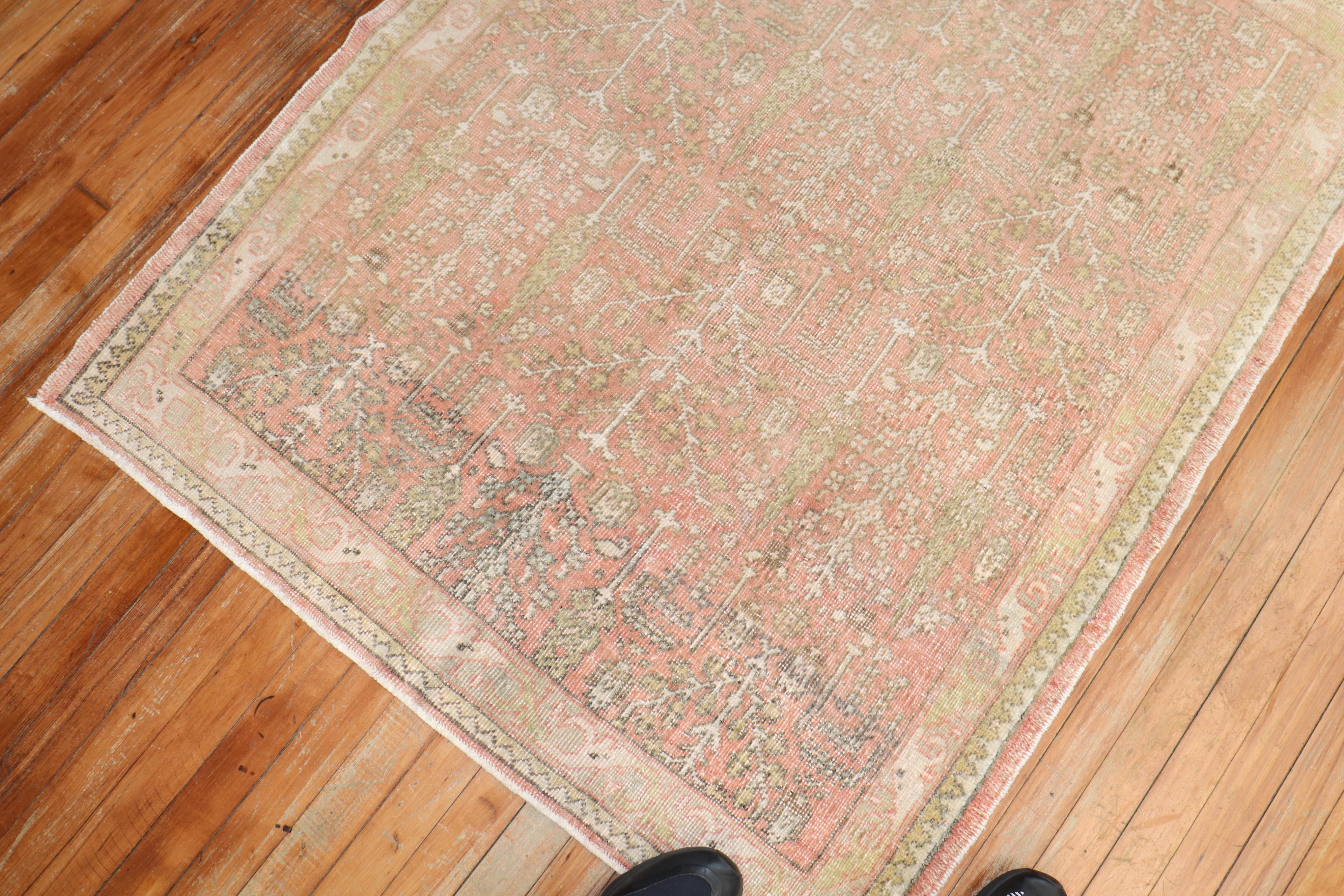 20th Century Zabihi Collection Vintage Square Turkish Oushak Rug For Sale