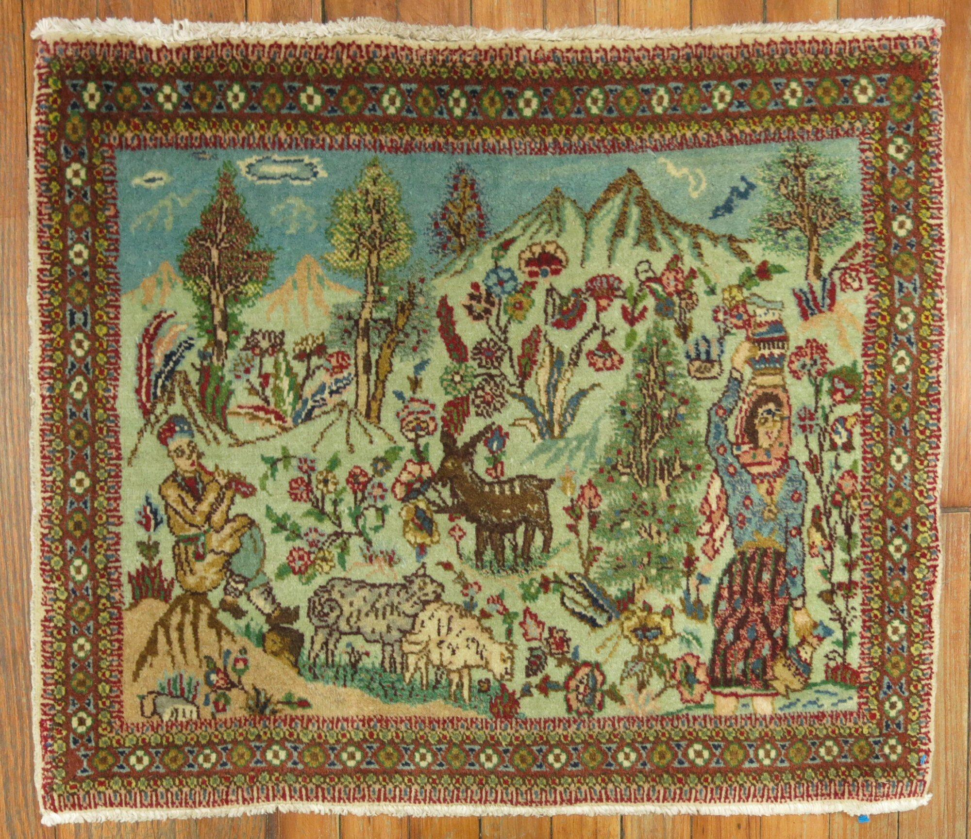 Zabihi Collection Vintage Tabriz Bildteppich (Persisch) im Angebot